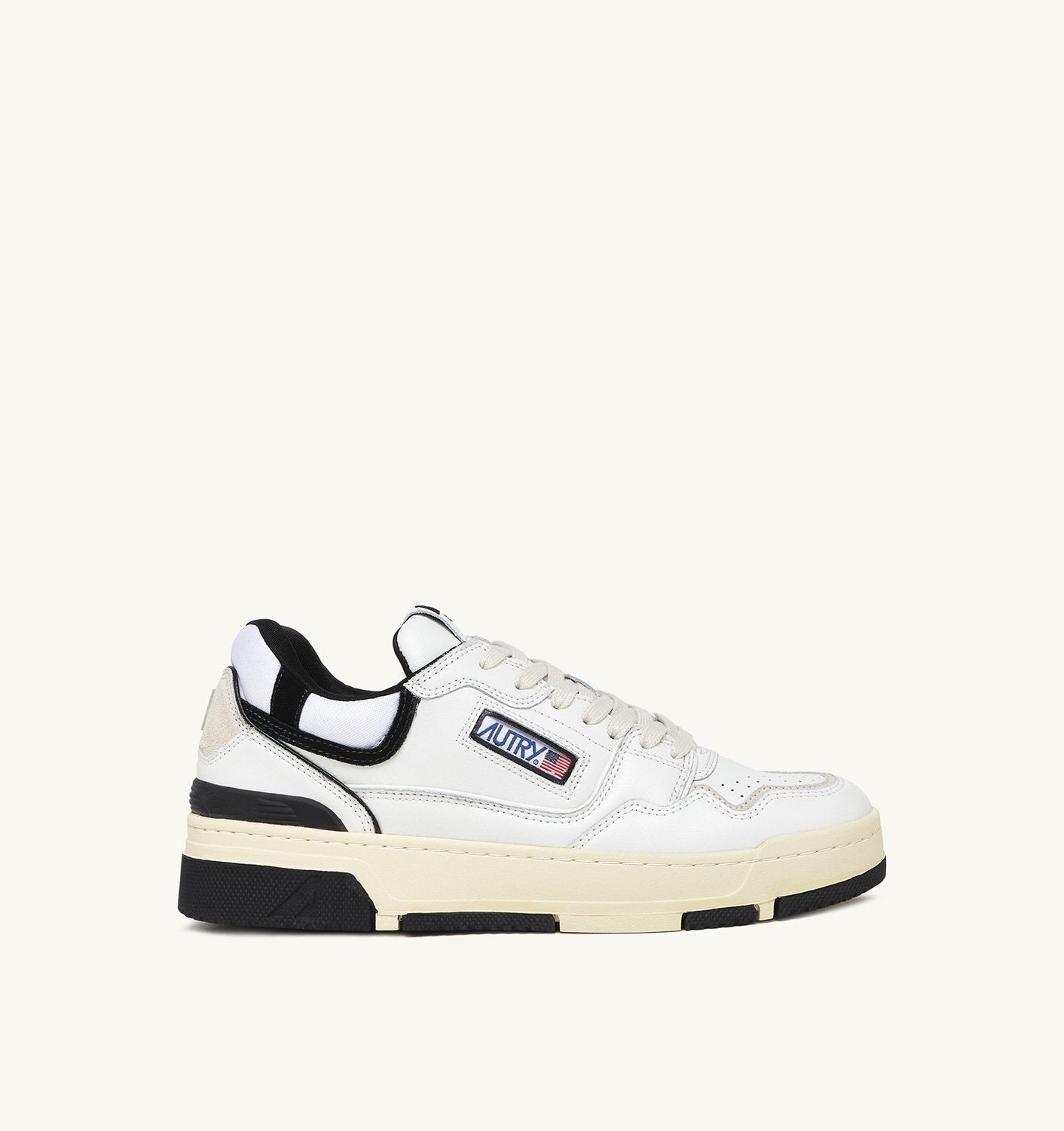 SNEAKERS CLC LOW IN PELLE BIANCA E SUEDE NERA