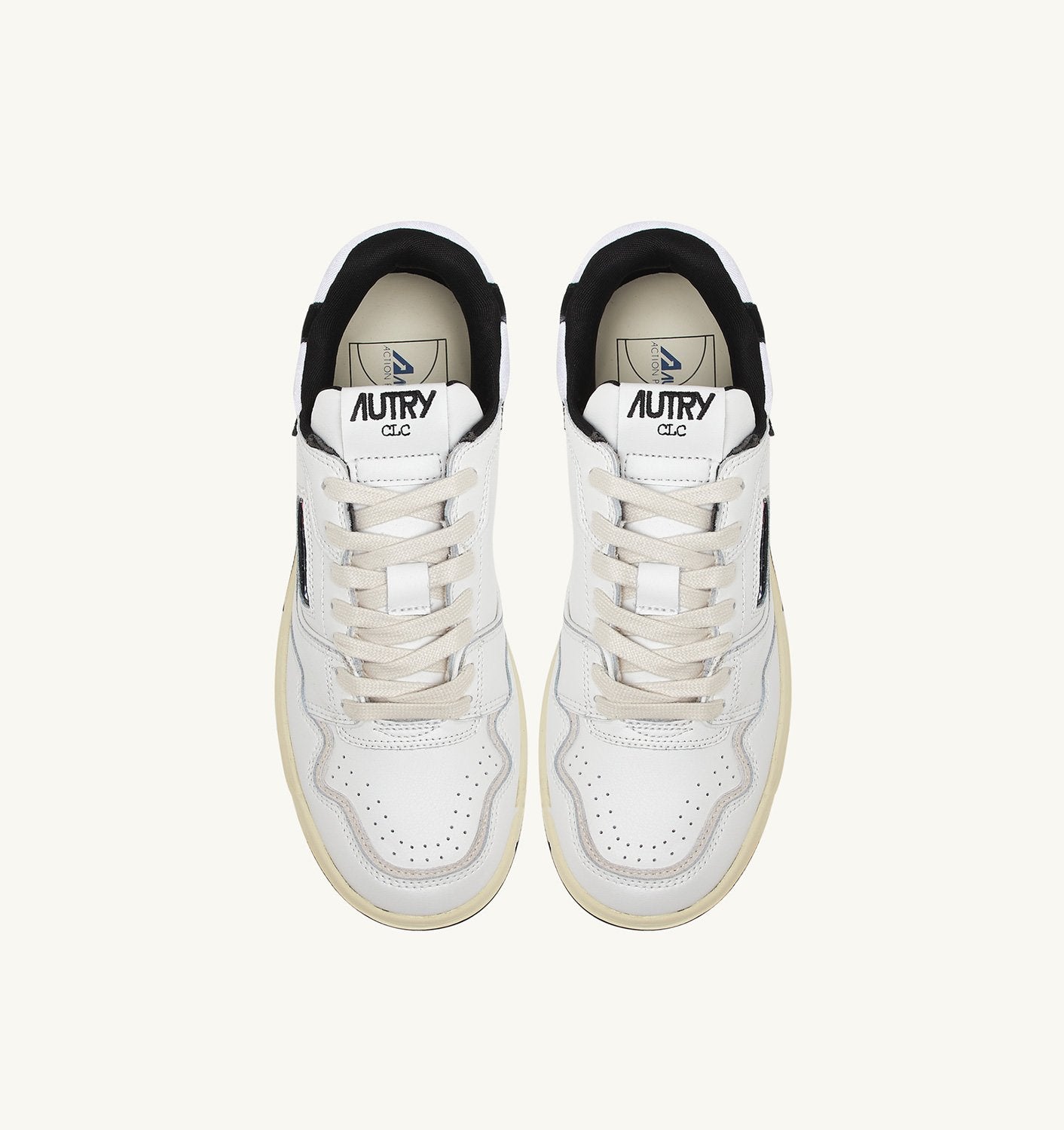 SNEAKERS CLC LOW IN PELLE BIANCA E SUEDE NERA