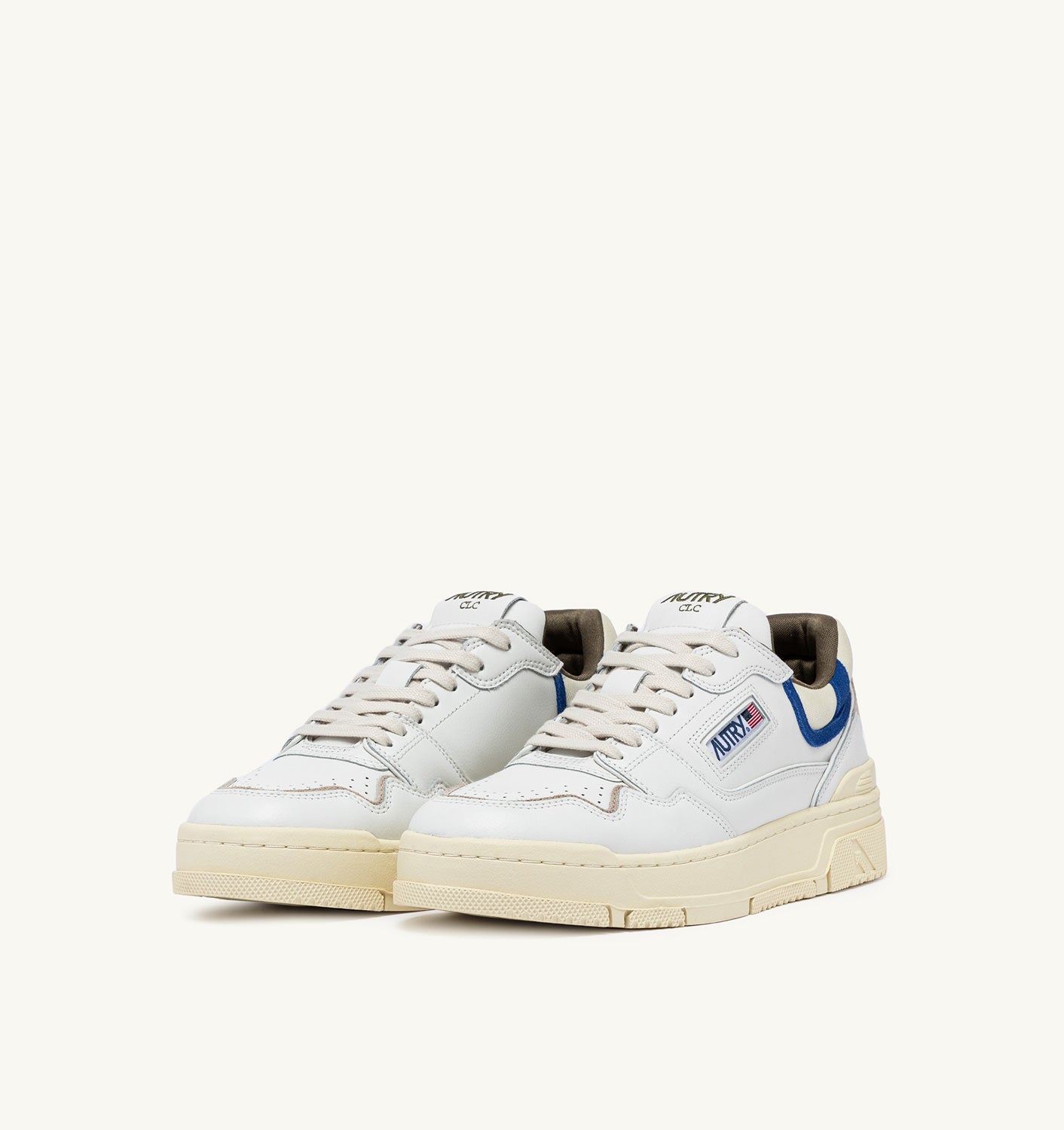 SNEAKERS CLC LOW IN PELLE BIANCA E SUEDE BLU