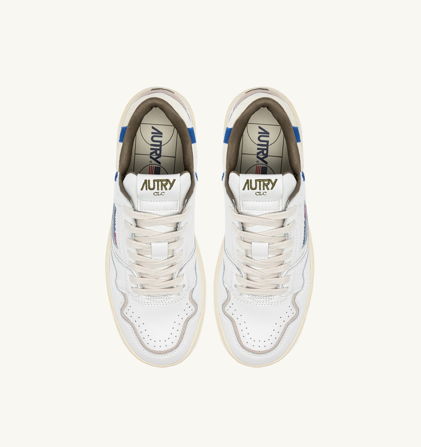 SNEAKERS CLC LOW IN PELLE BIANCA E SUEDE BLU