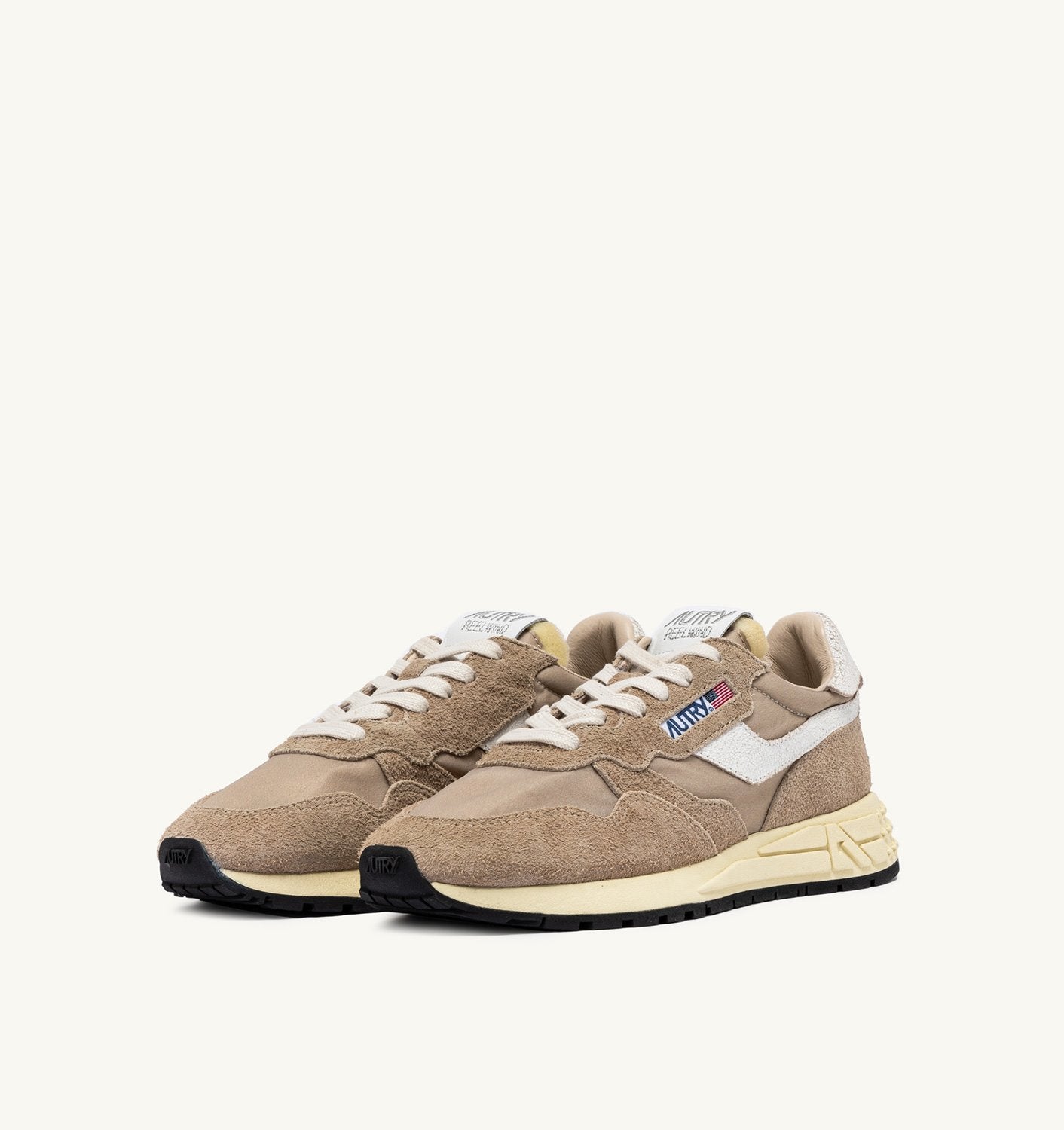 SNEAKERS REELWIND LOW IN NYLON E SUEDE PEPPER E BIANCA
