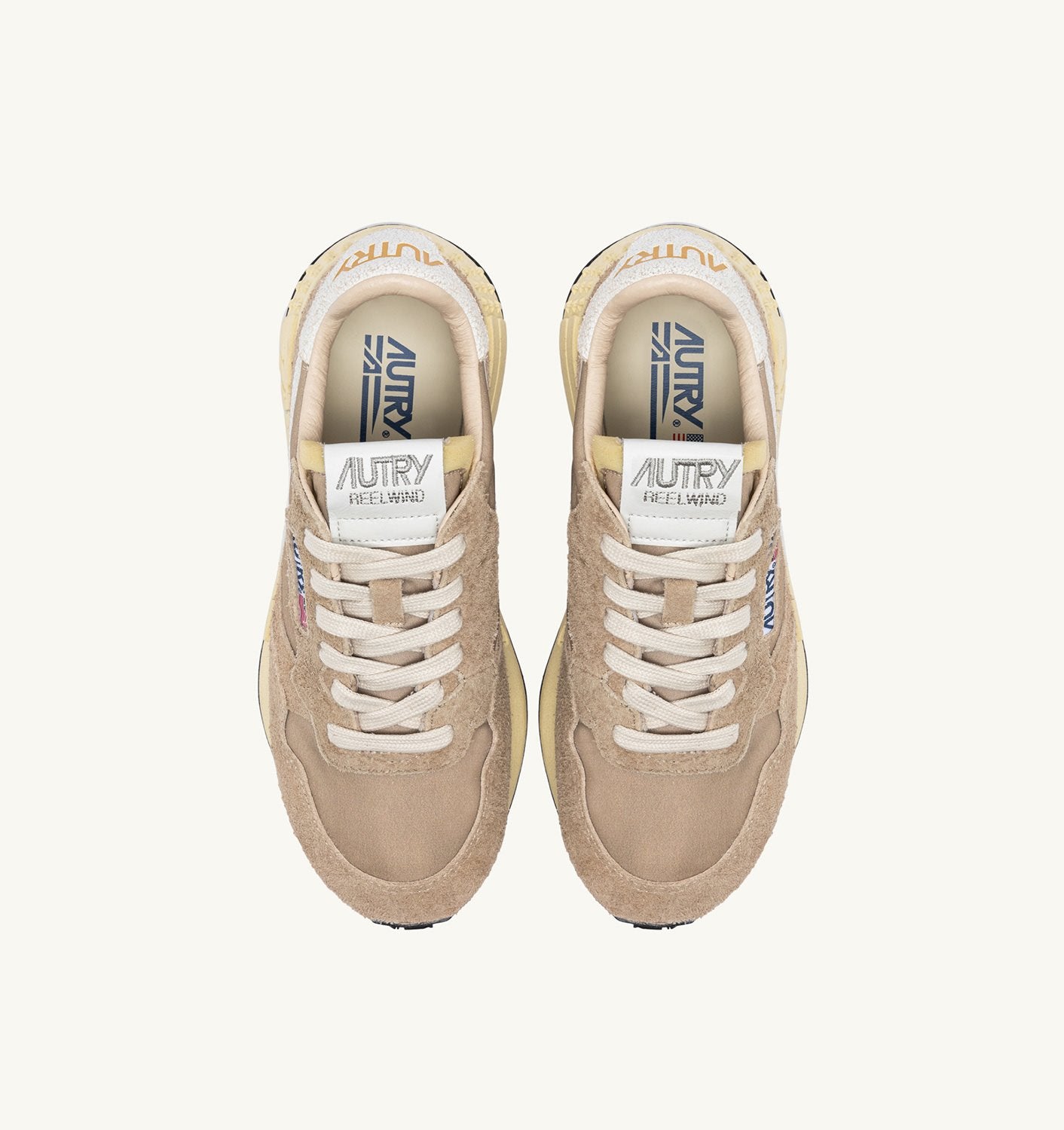 SNEAKERS REELWIND LOW IN NYLON E SUEDE PEPPER E BIANCA
