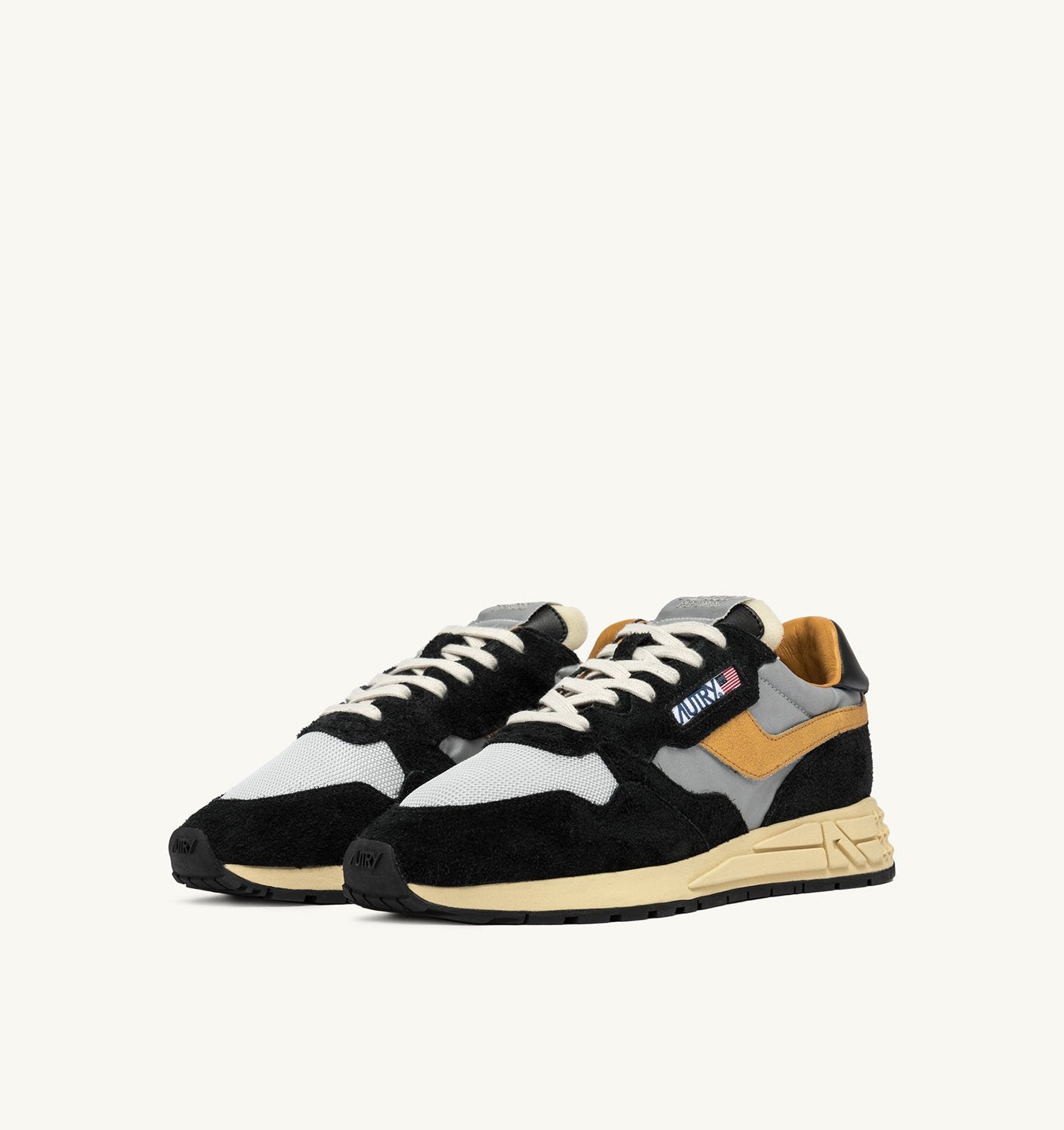 SNEAKERS REELWIND LOW IN SUEDE NERO E NYLON RIFLETTENTE