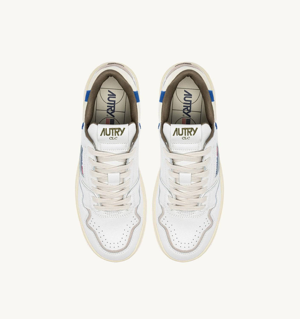 SNEAKERS CLC LOW IN PELLE BIANCA E SUEDE BLU