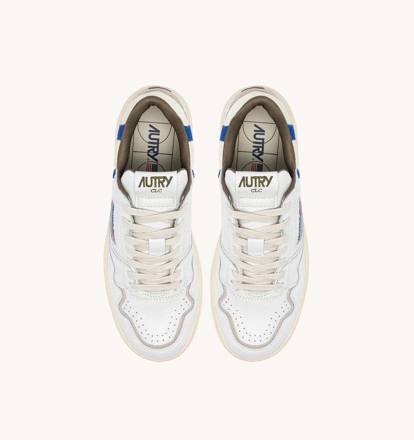 SNEAKERS CLC LOW IN PELLE BIANCA E SUEDE BLU