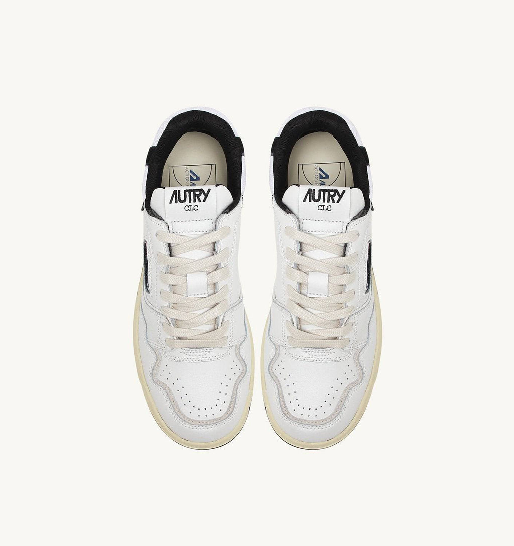 SNEAKERS CLC LOW IN PELLE BIANCA E SUEDE NERA