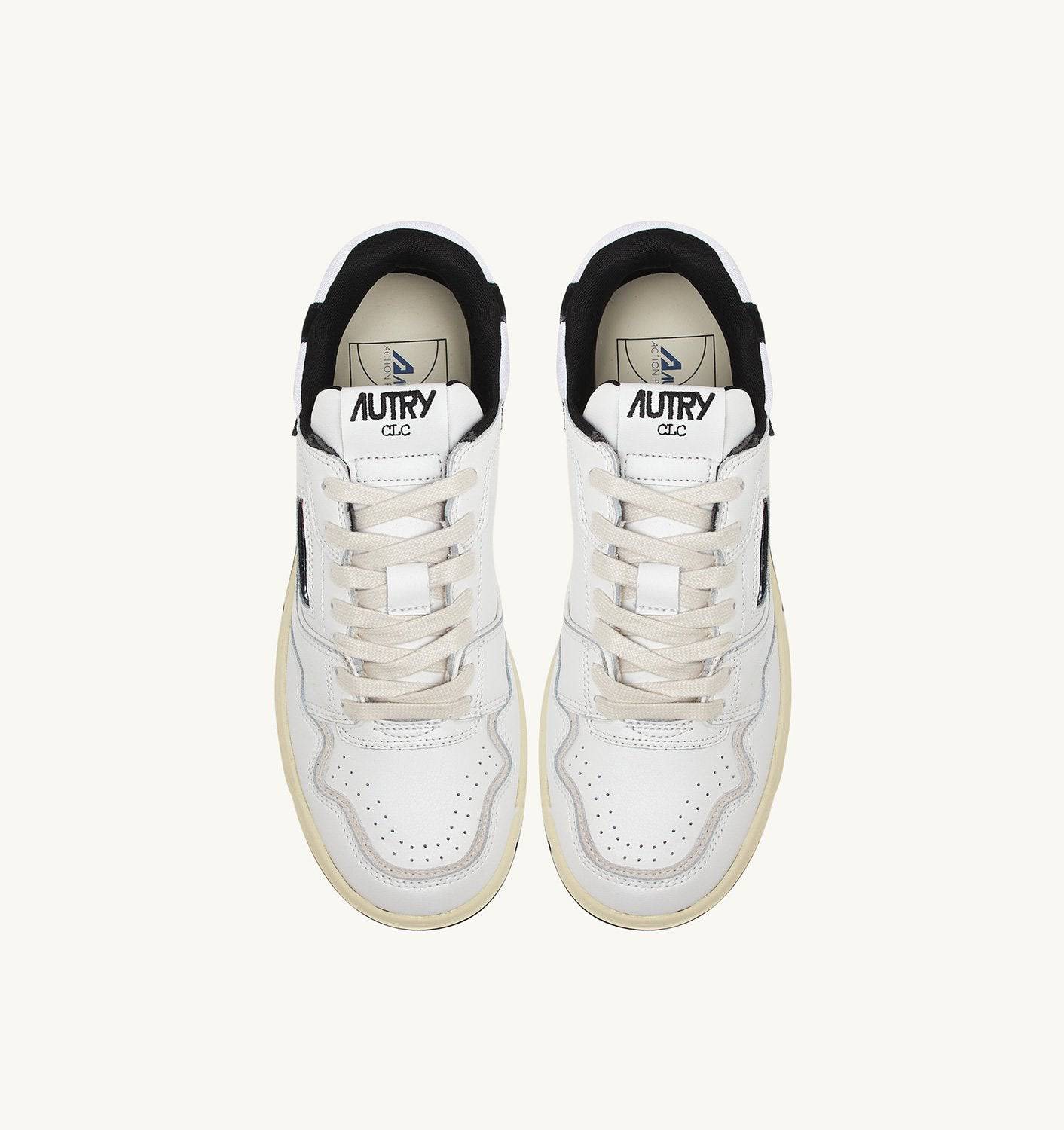 SNEAKERS CLC LOW IN PELLE BIANCA E SUEDE NERA