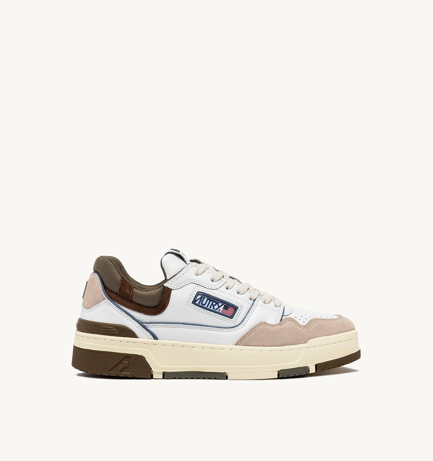 SNEAKERS CLC LOW IN PELLE E SUEDE COLORE BIANCO E COVERT GREEN