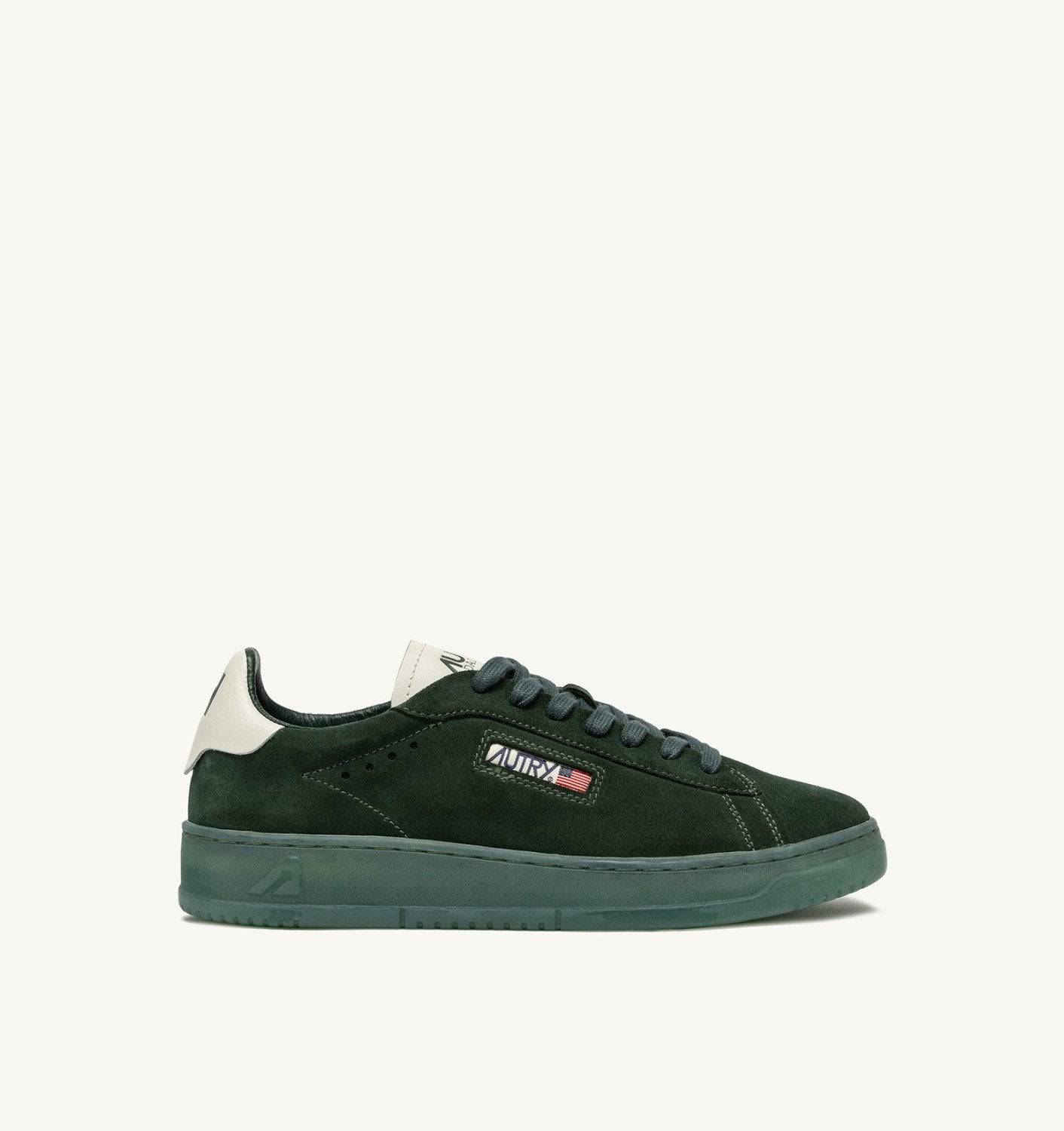 SNEAKERS DALLAS LOW IN SUEDE MARSHMALLOW E BOTTLE GREEN