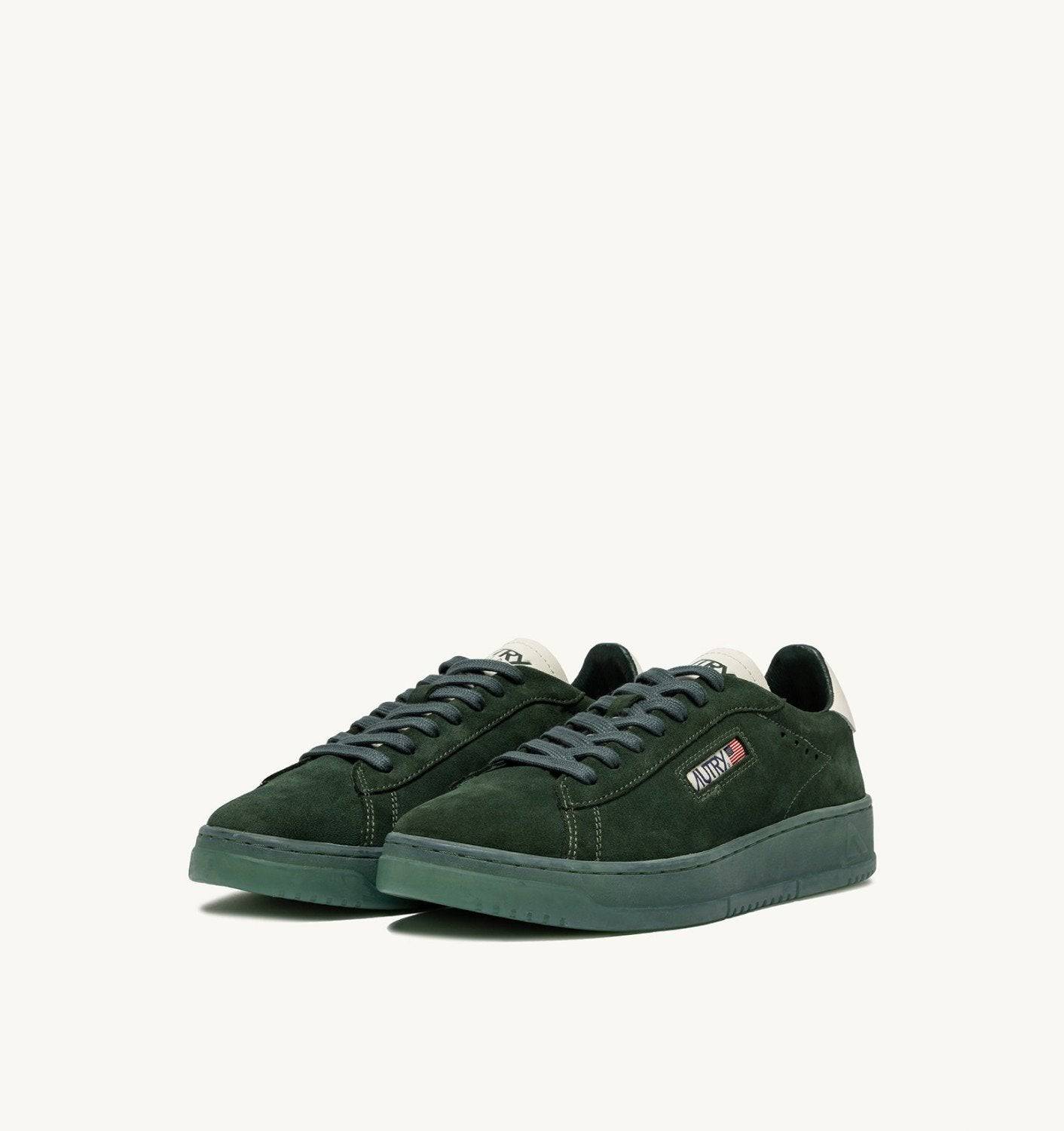SNEAKERS DALLAS LOW IN SUEDE MARSHMALLOW E BOTTLE GREEN