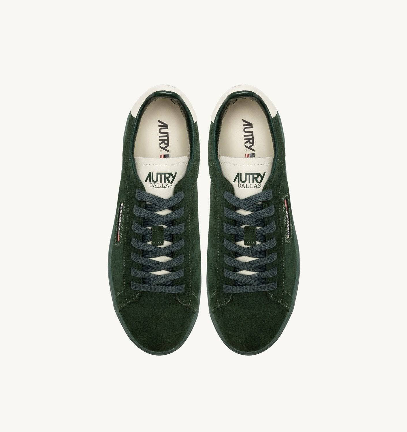 SNEAKERS DALLAS LOW IN SUEDE MARSHMALLOW E BOTTLE GREEN