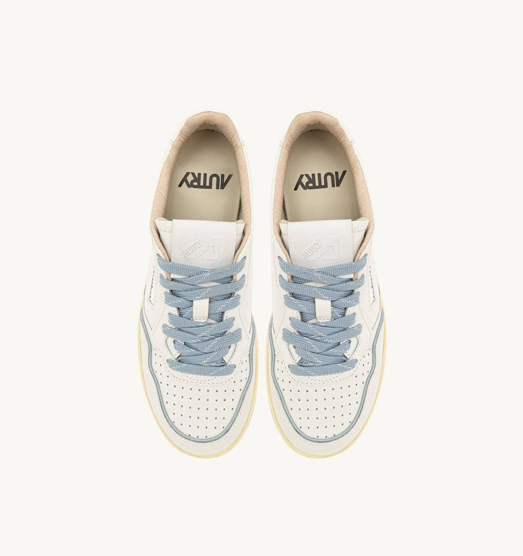 SNEAKERS GOLF LOW IN PELLE BIANCA E PEARL BLUE