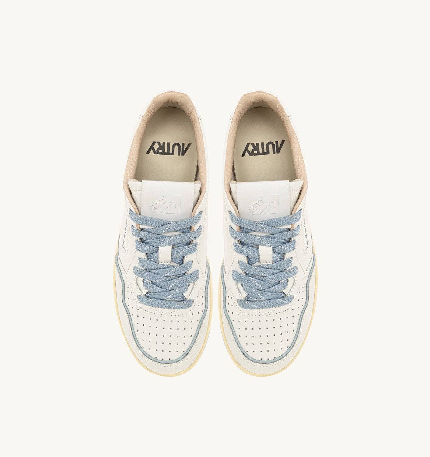 SNEAKERS GOLF LOW IN PELLE BIANCA E PEARL BLUE