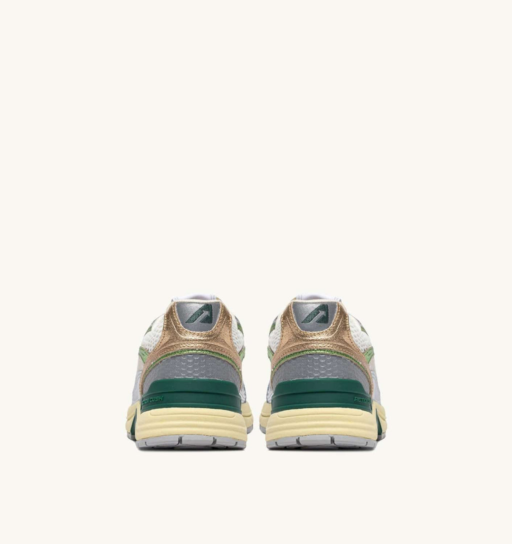 SNEAKERS HYPERWAY IN MESH E PELLE LAMINATA ARGENTO E MARSHMALLOW