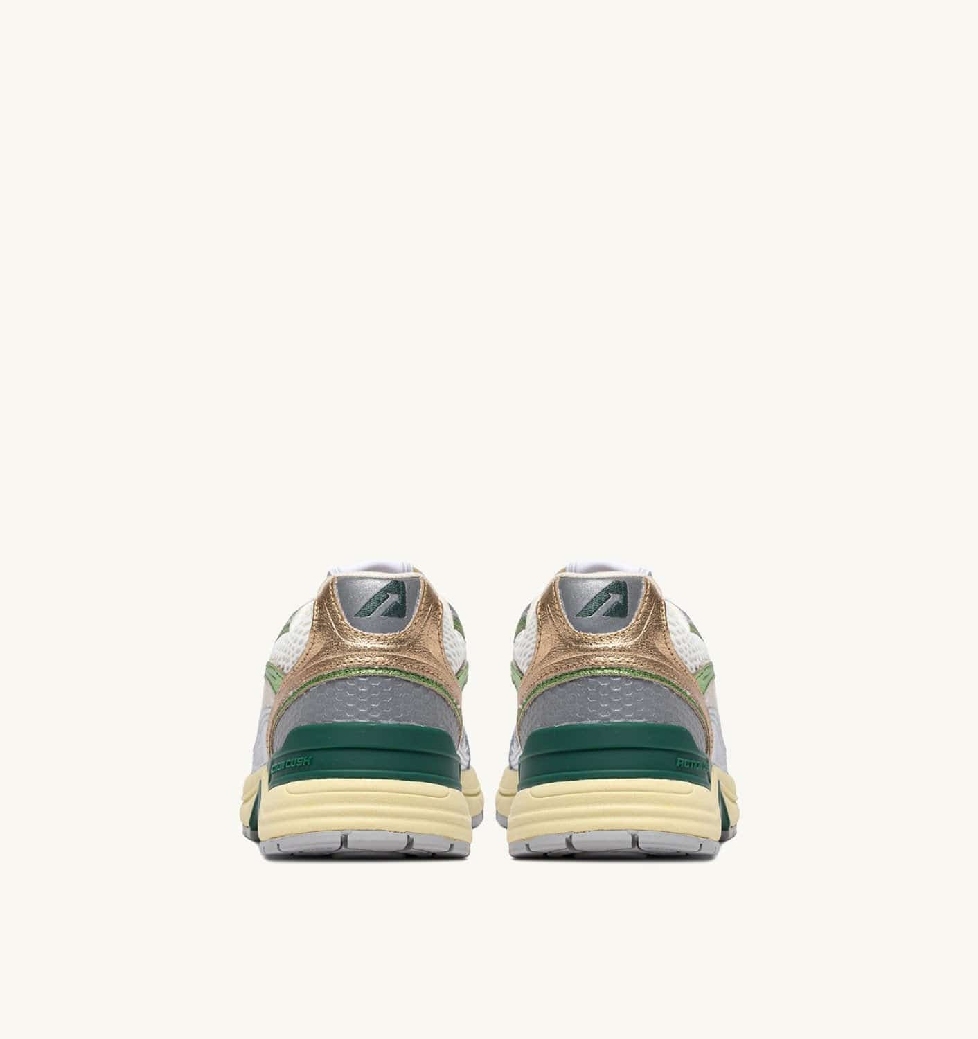 SNEAKERS HYPERWAY IN MESH E PELLE LAMINATA ARGENTO E MARSHMALLOW