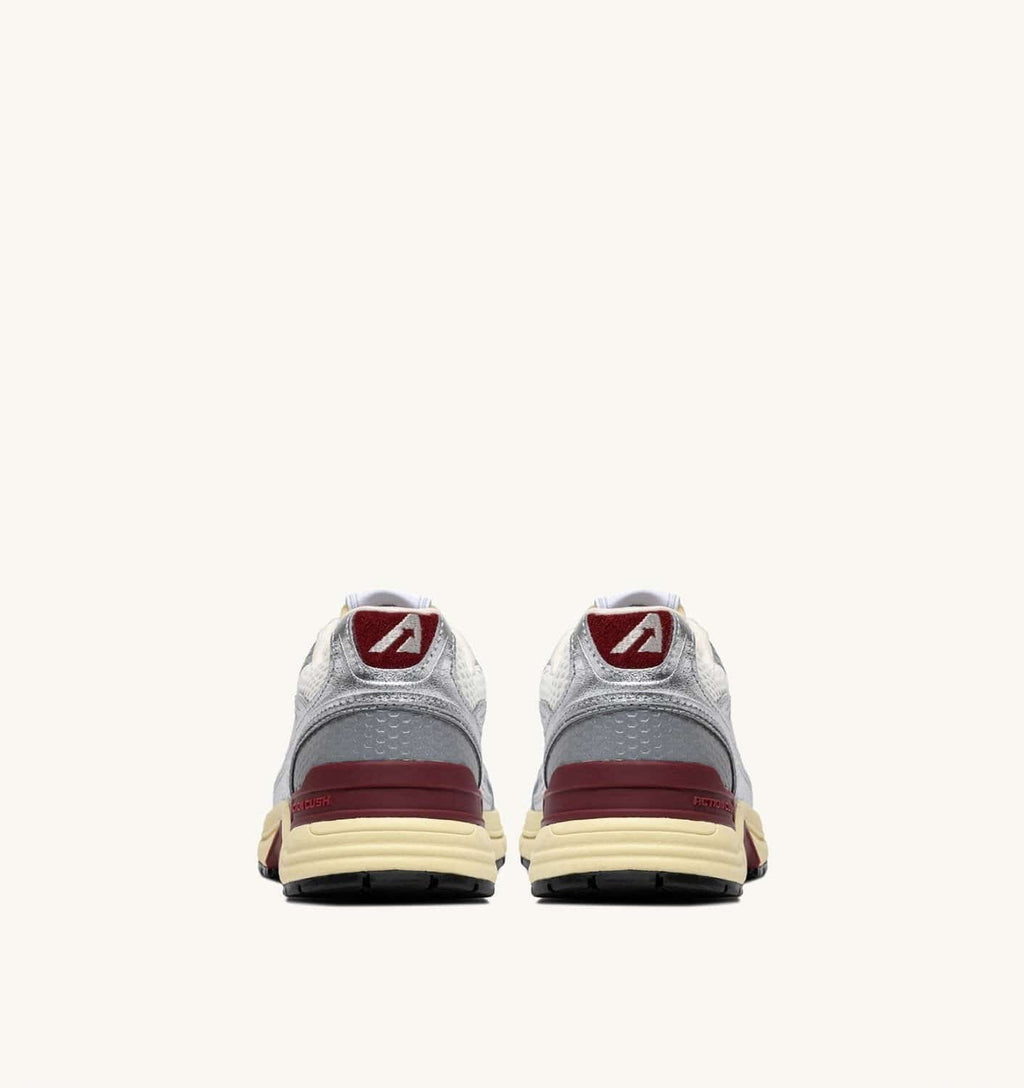 SNEAKERS HYPERWAY IN MESH E PELLE LAMINATA BIANCO E ARGENTO