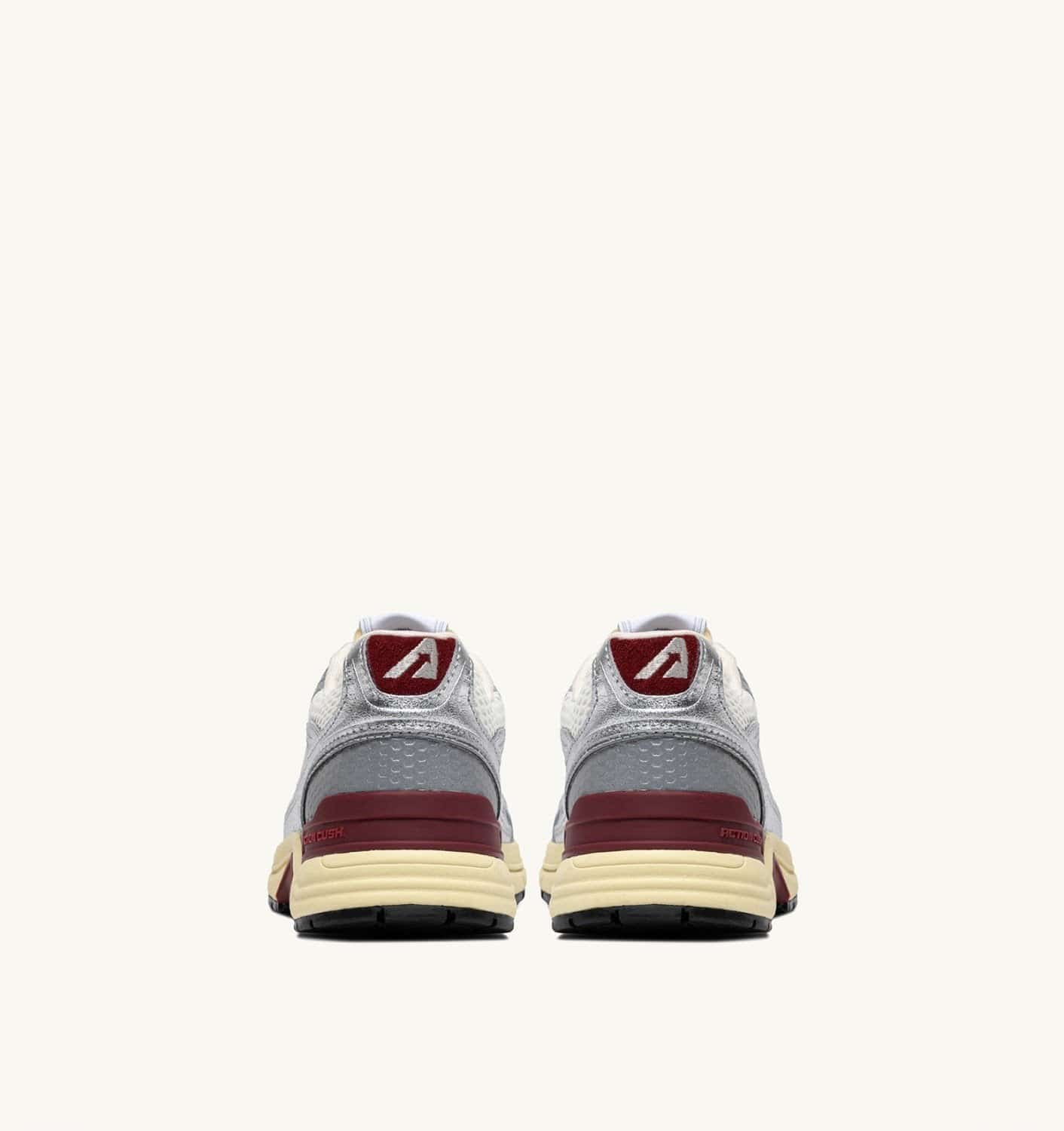 SNEAKERS HYPERWAY IN MESH E PELLE LAMINATA BIANCO E ARGENTO