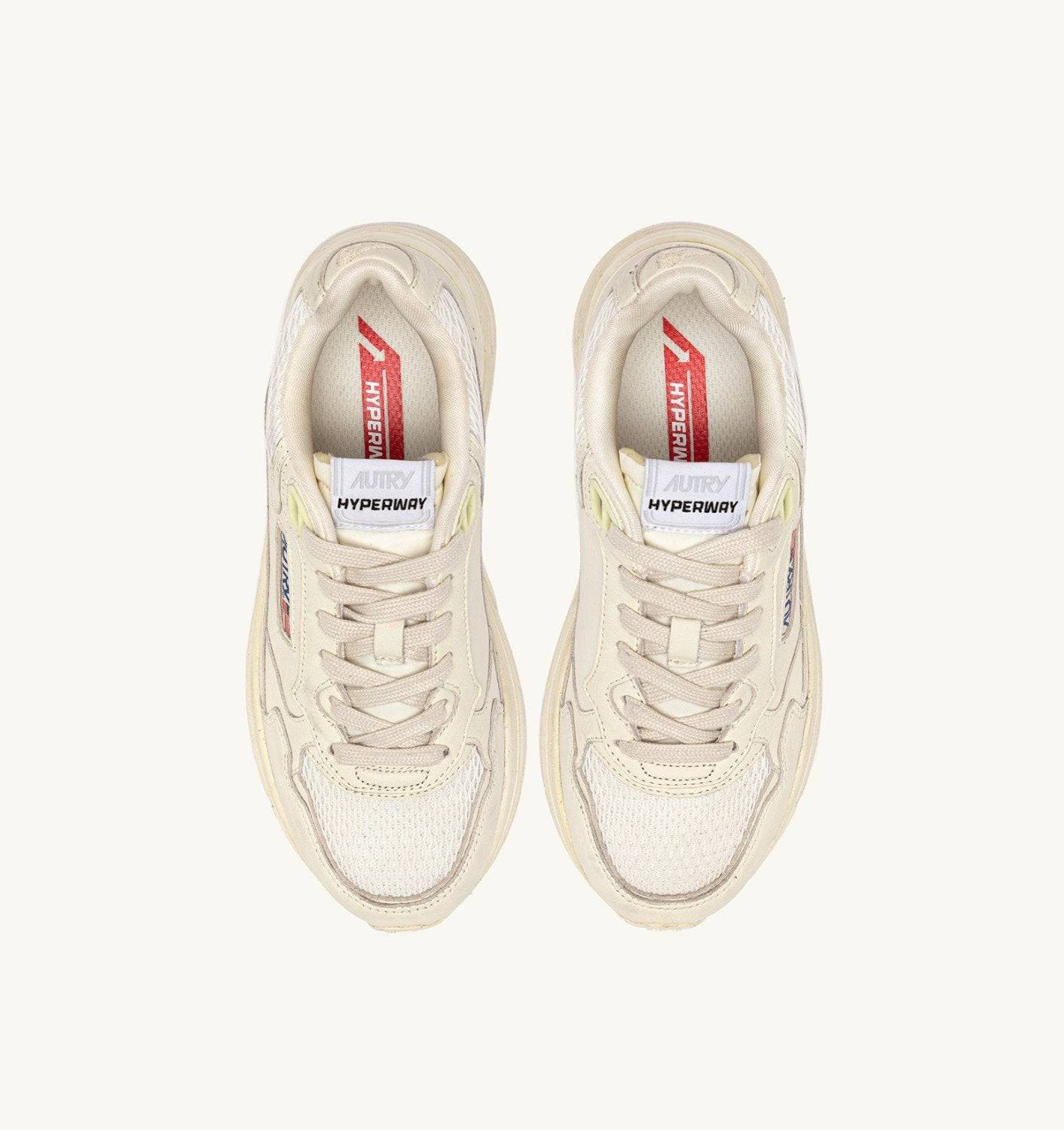 SNEAKERS HYPERWAY IN MESH E PELLE WHISPER WHITE