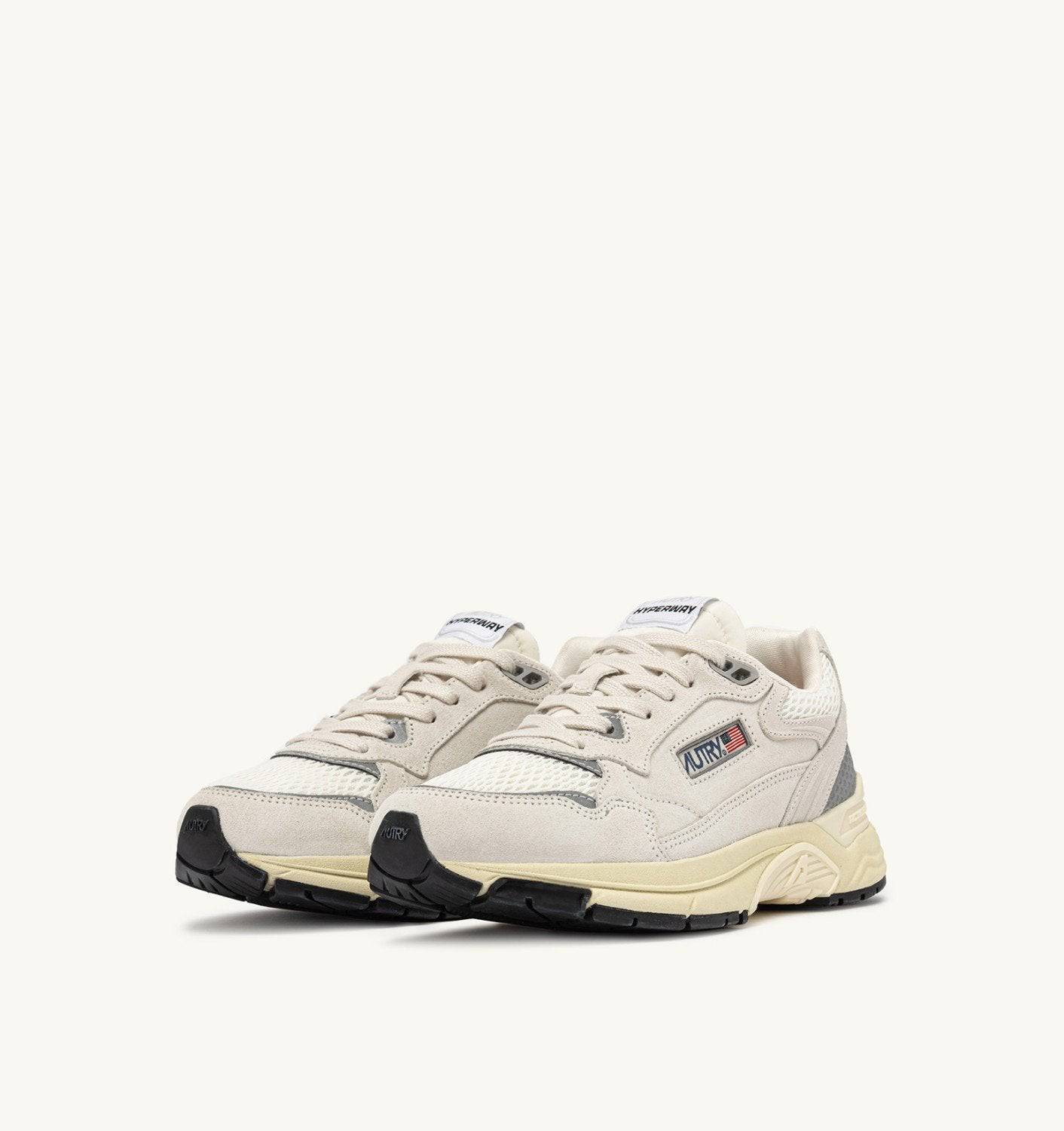 SNEAKERS HYPERWAY IN MESH E SUEDE BIANCO E ARGENTO