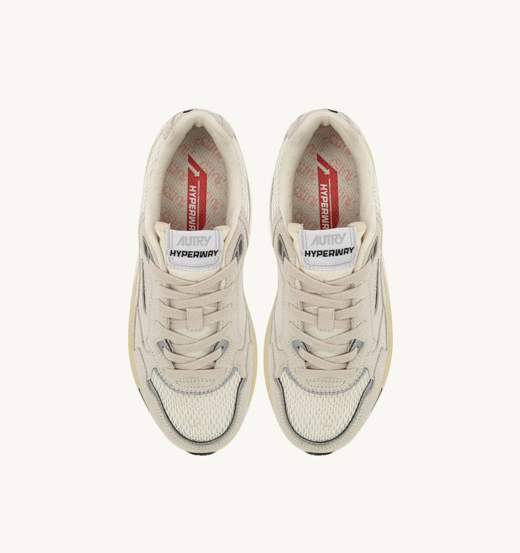 SNEAKERS HYPERWAY IN MESH E SUEDE BIANCO E ARGENTO