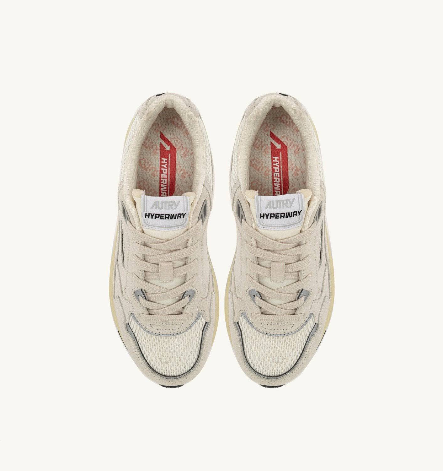 SNEAKERS HYPERWAY IN MESH E SUEDE BIANCO E ARGENTO