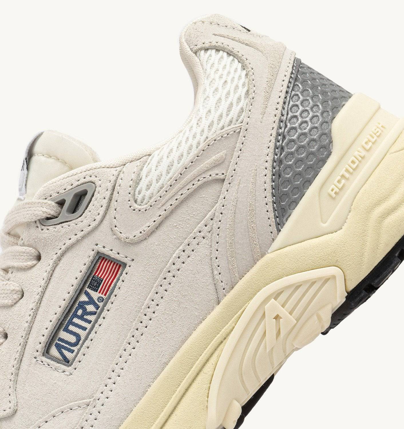 SNEAKERS HYPERWAY IN MESH E SUEDE BIANCO E ARGENTO