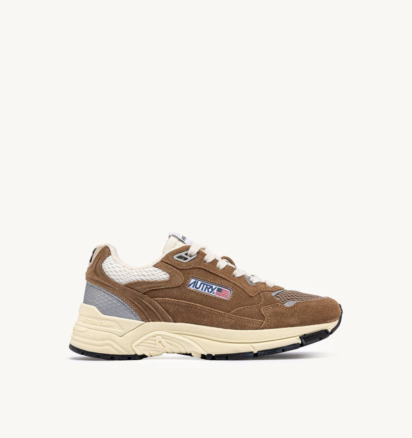 SNEAKERS HYPERWAY IN MESH E SUEDE CIGAR E ARGENTO