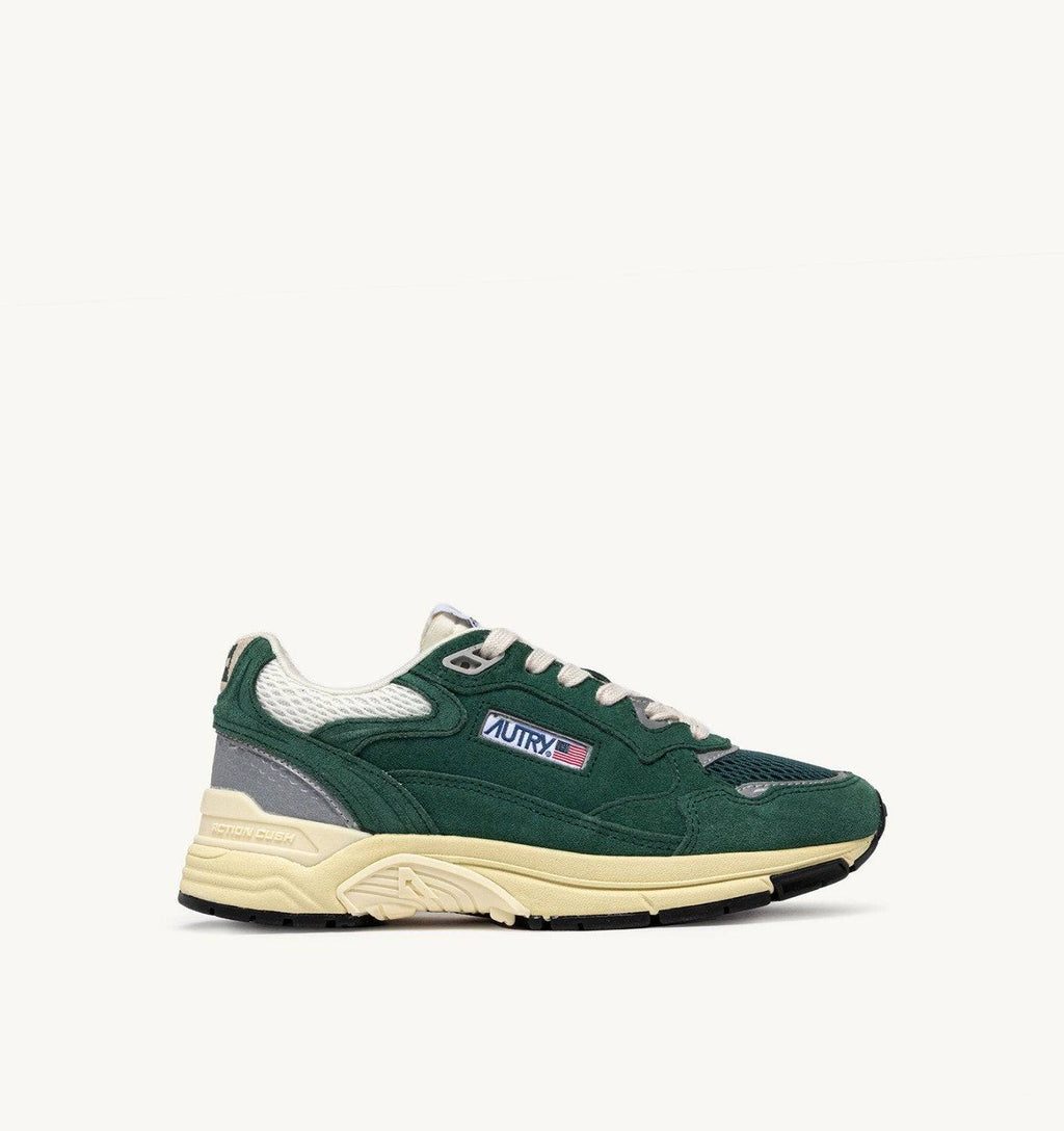 SNEAKERS HYPERWAY IN MESH E SUEDE MALACHITE E ARGENTO
