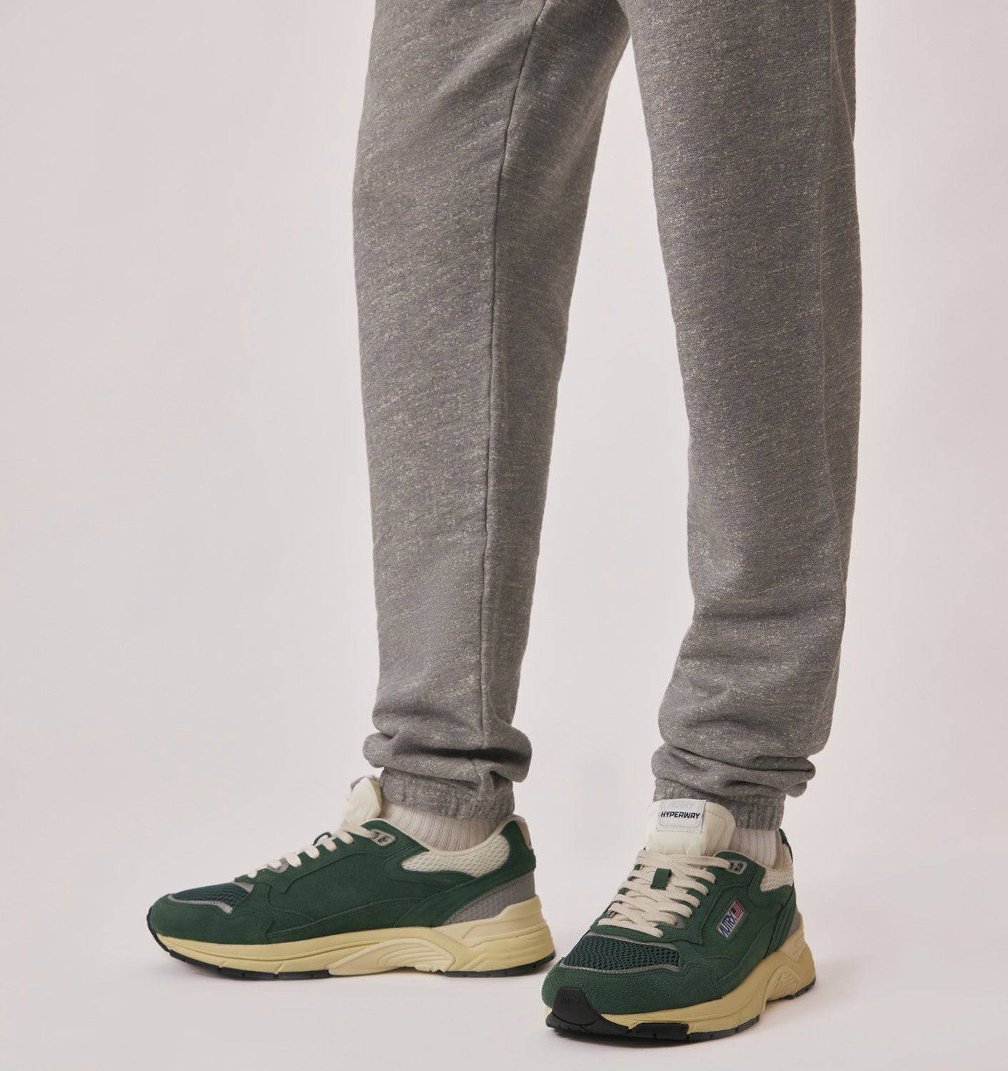 SNEAKERS HYPERWAY IN MESH E SUEDE MALACHITE E ARGENTO