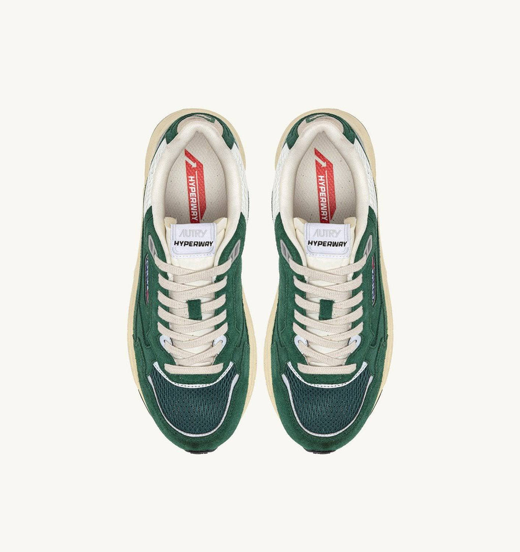 SNEAKERS HYPERWAY IN MESH E SUEDE MALACHITE E ARGENTO