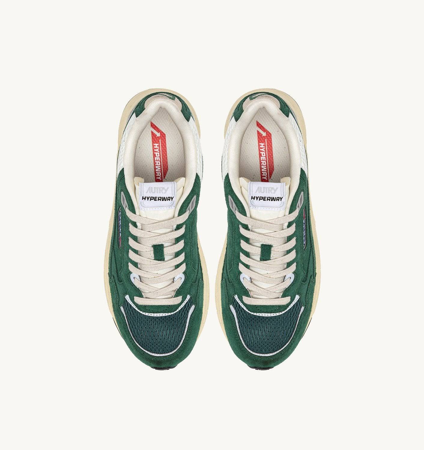 SNEAKERS HYPERWAY IN MESH E SUEDE MALACHITE E ARGENTO