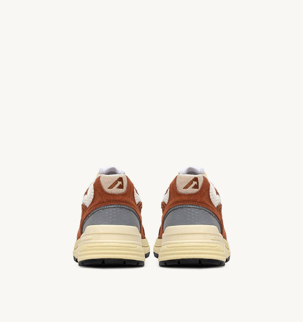 SNEAKERS HYPERWAY IN MESH E SUEDE MARRON E ARGENTO