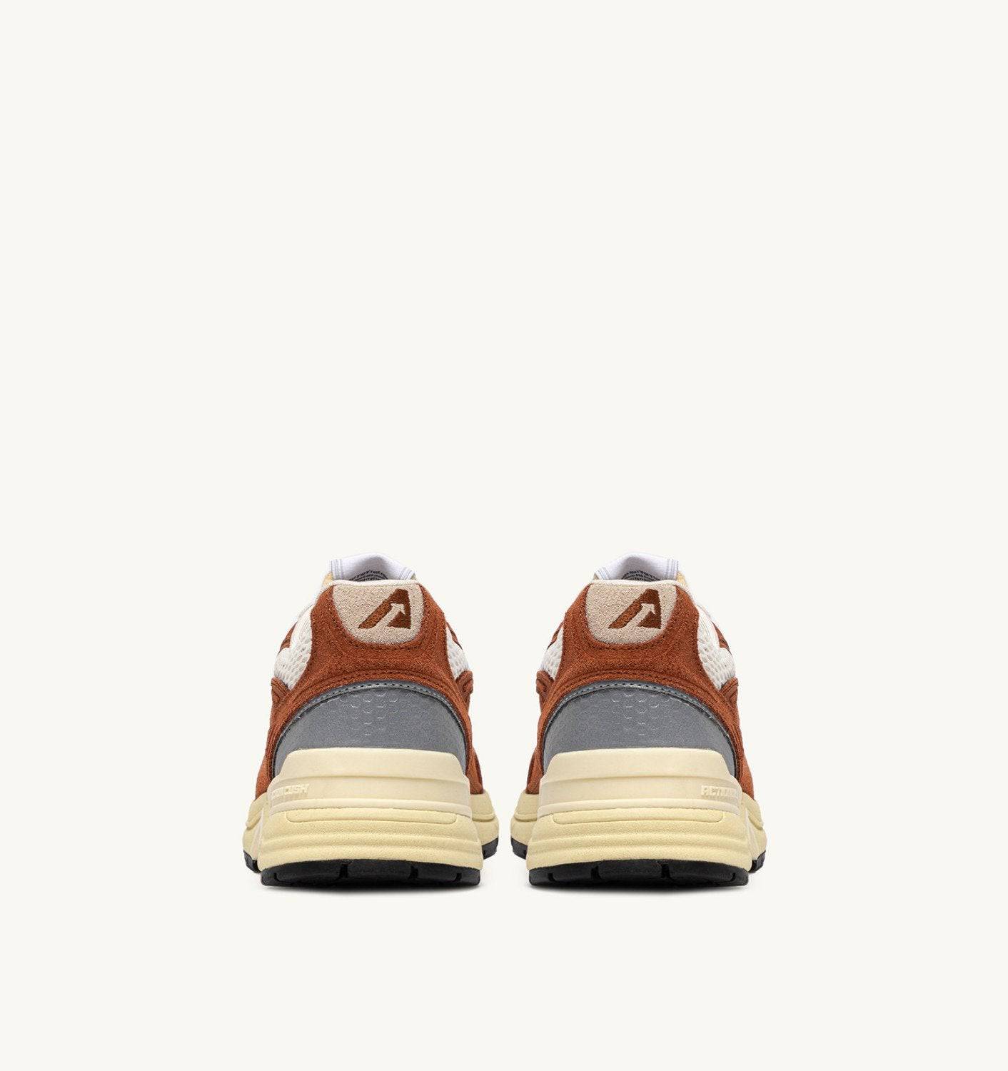 SNEAKERS HYPERWAY IN MESH E SUEDE MARRON E ARGENTO