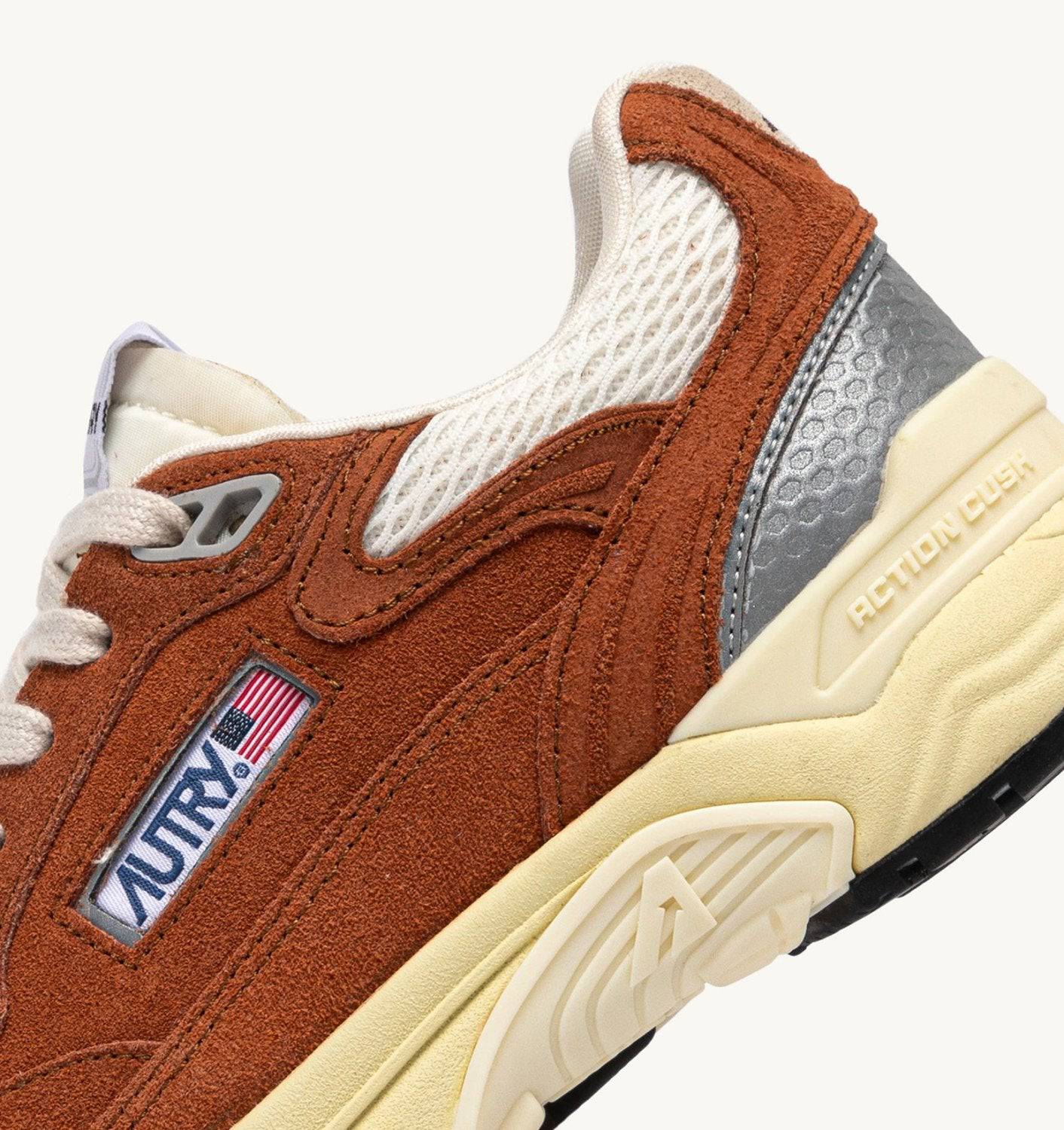 SNEAKERS HYPERWAY IN MESH E SUEDE MARRON E ARGENTO