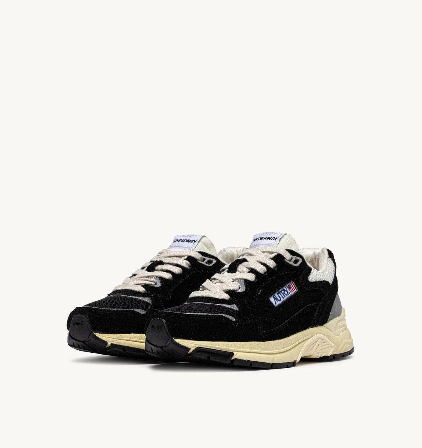 SNEAKERS HYPERWAY IN MESH E SUEDE NERO E ARGENTO