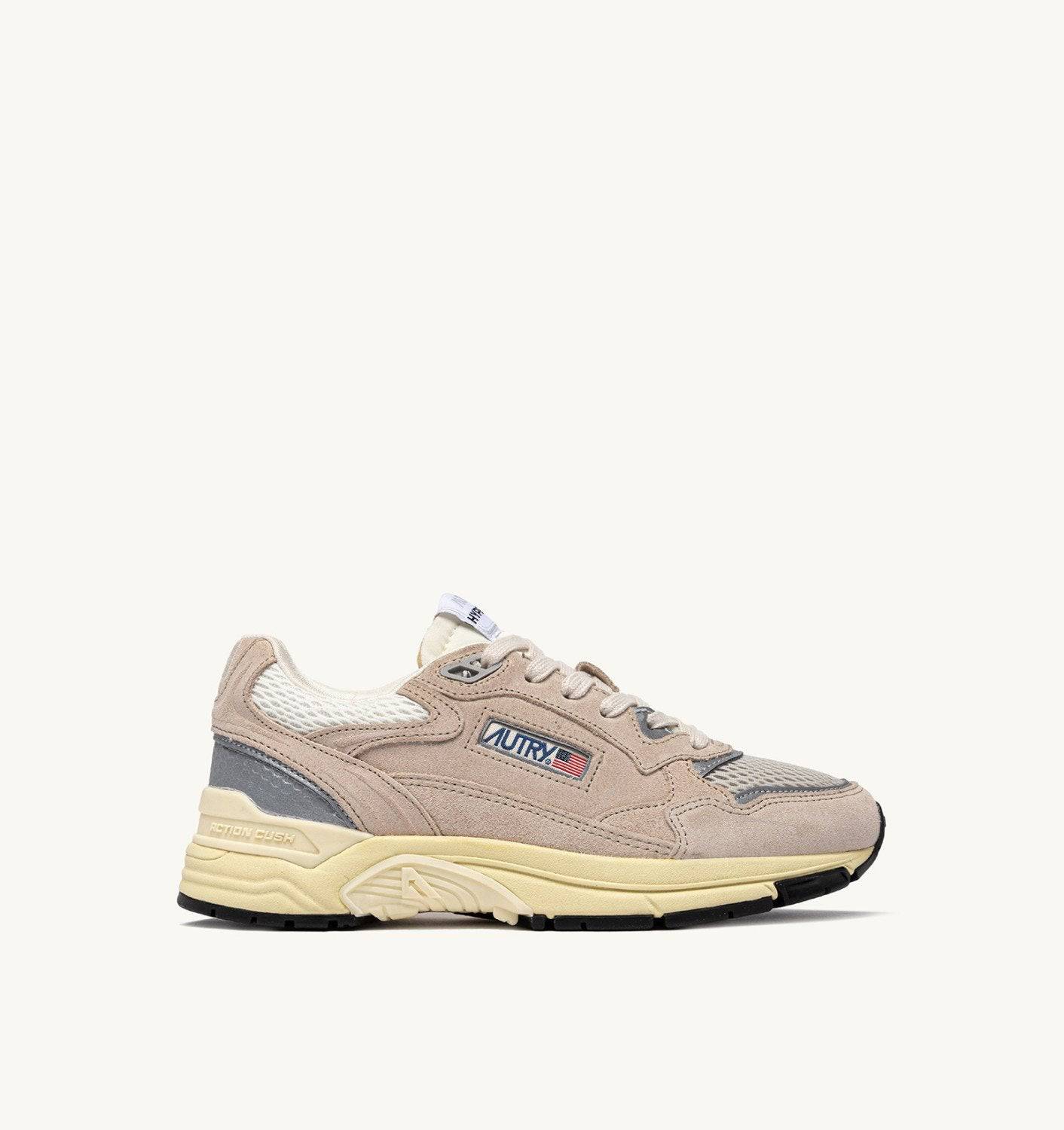 SNEAKERS HYPERWAY IN MESH E SUEDE SAND E ARGENTO