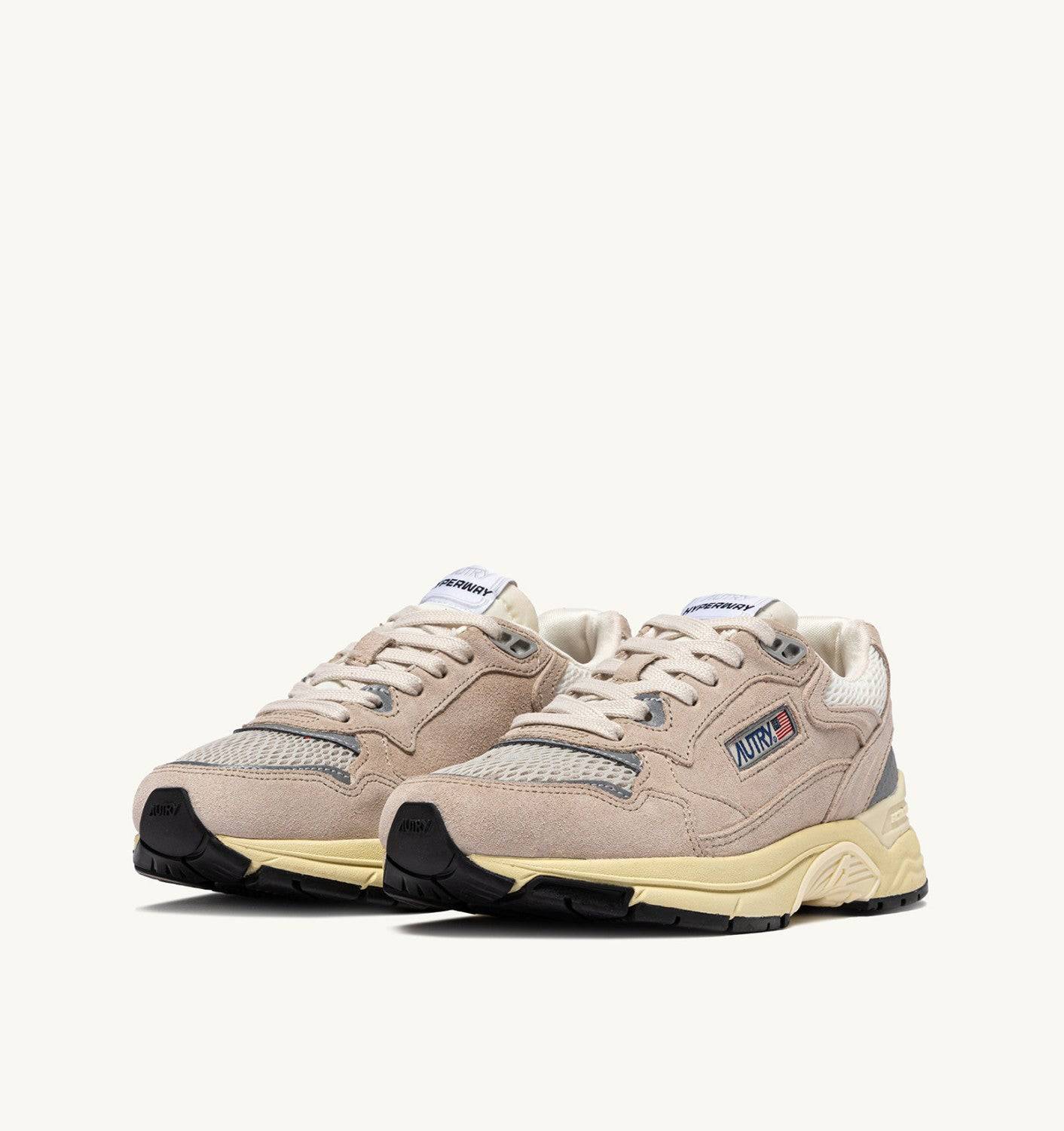 SNEAKERS HYPERWAY IN MESH E SUEDE SAND E ARGENTO
