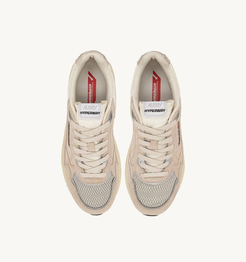 SNEAKERS HYPERWAY IN MESH E SUEDE SAND E ARGENTO