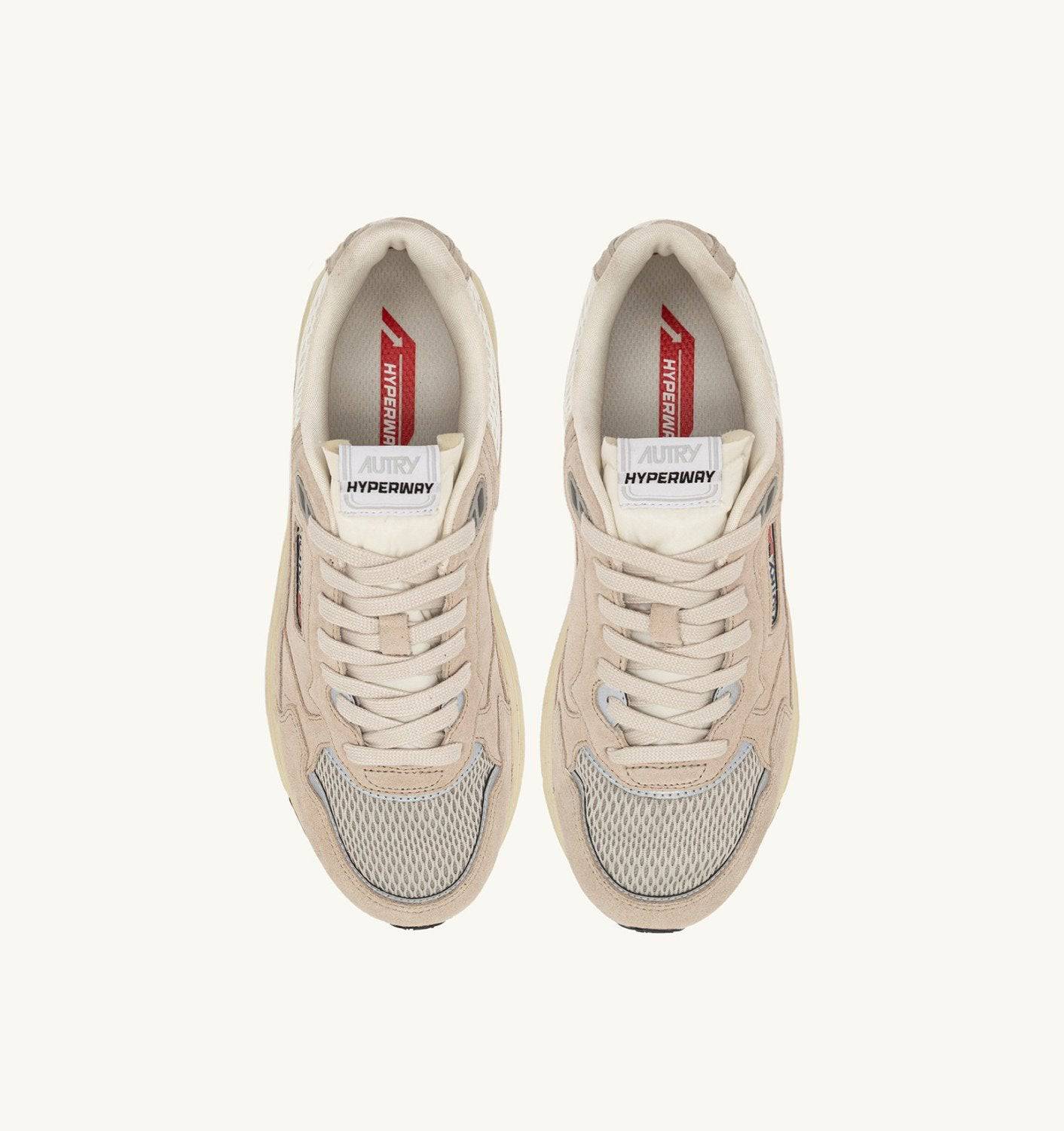 SNEAKERS HYPERWAY IN MESH E SUEDE SAND E ARGENTO
