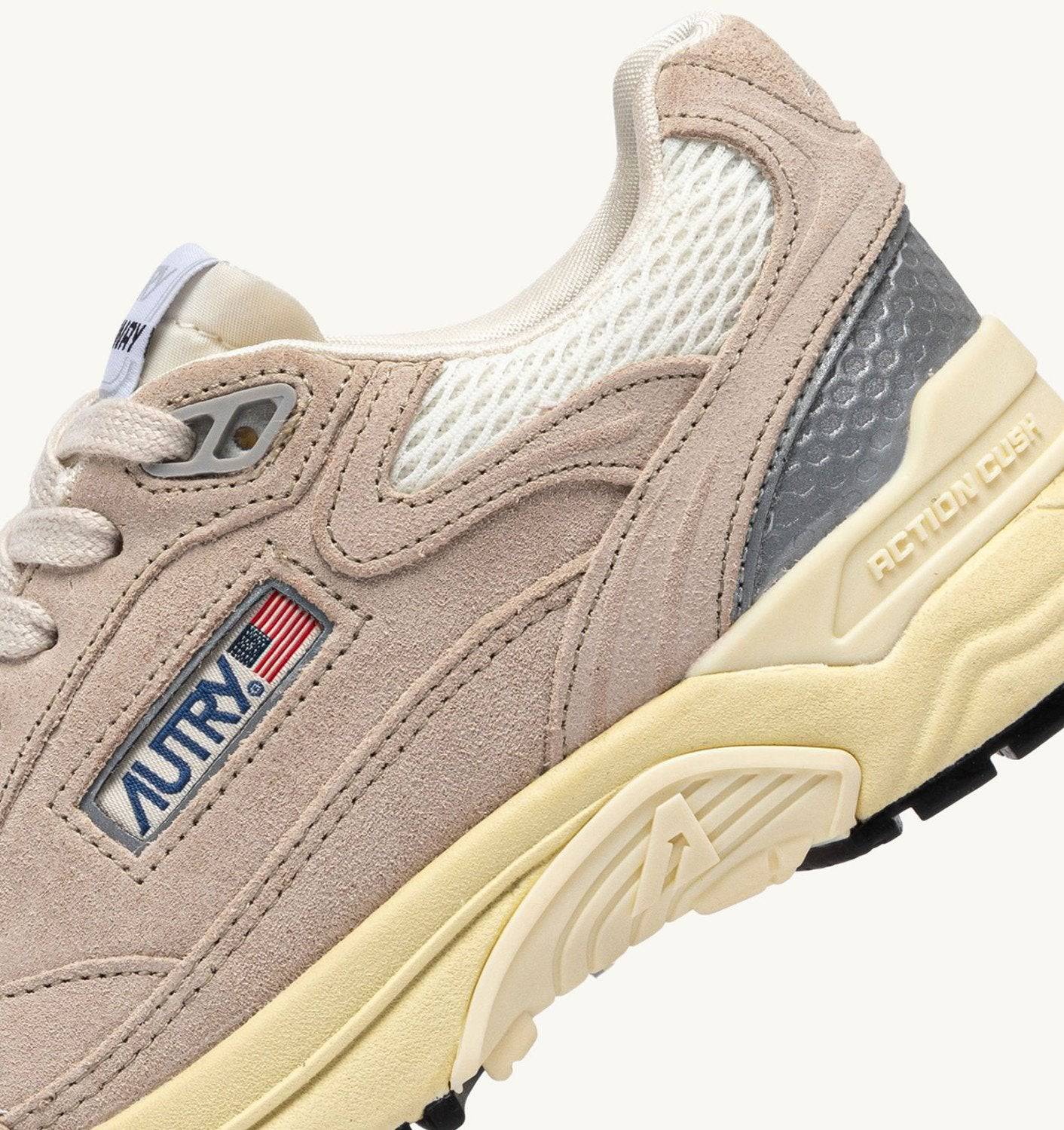 SNEAKERS HYPERWAY IN MESH E SUEDE SAND E ARGENTO