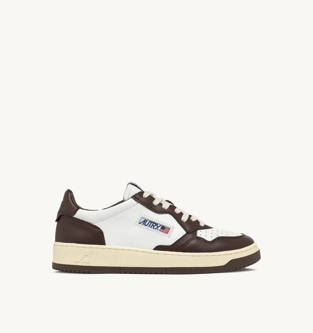 SNEAKERS MEDALIST LOW BICOLOR IN PELLE BIANCA E CHESTNUT