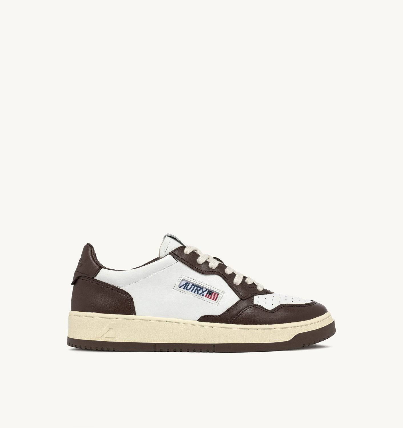 SNEAKERS MEDALIST LOW BICOLOR IN PELLE BIANCA E CHESTNUT
