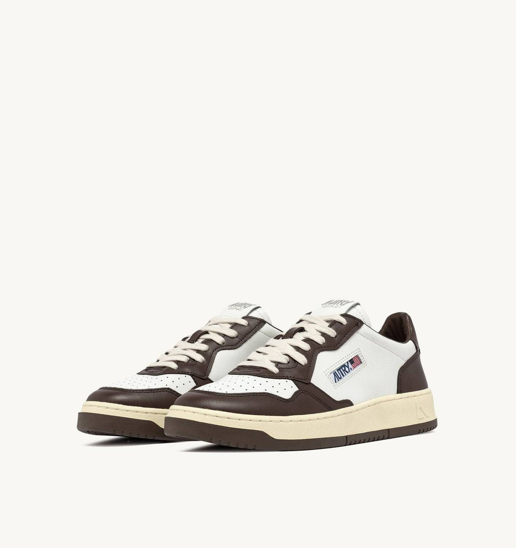 SNEAKERS MEDALIST LOW BICOLOR IN PELLE BIANCA E CHESTNUT
