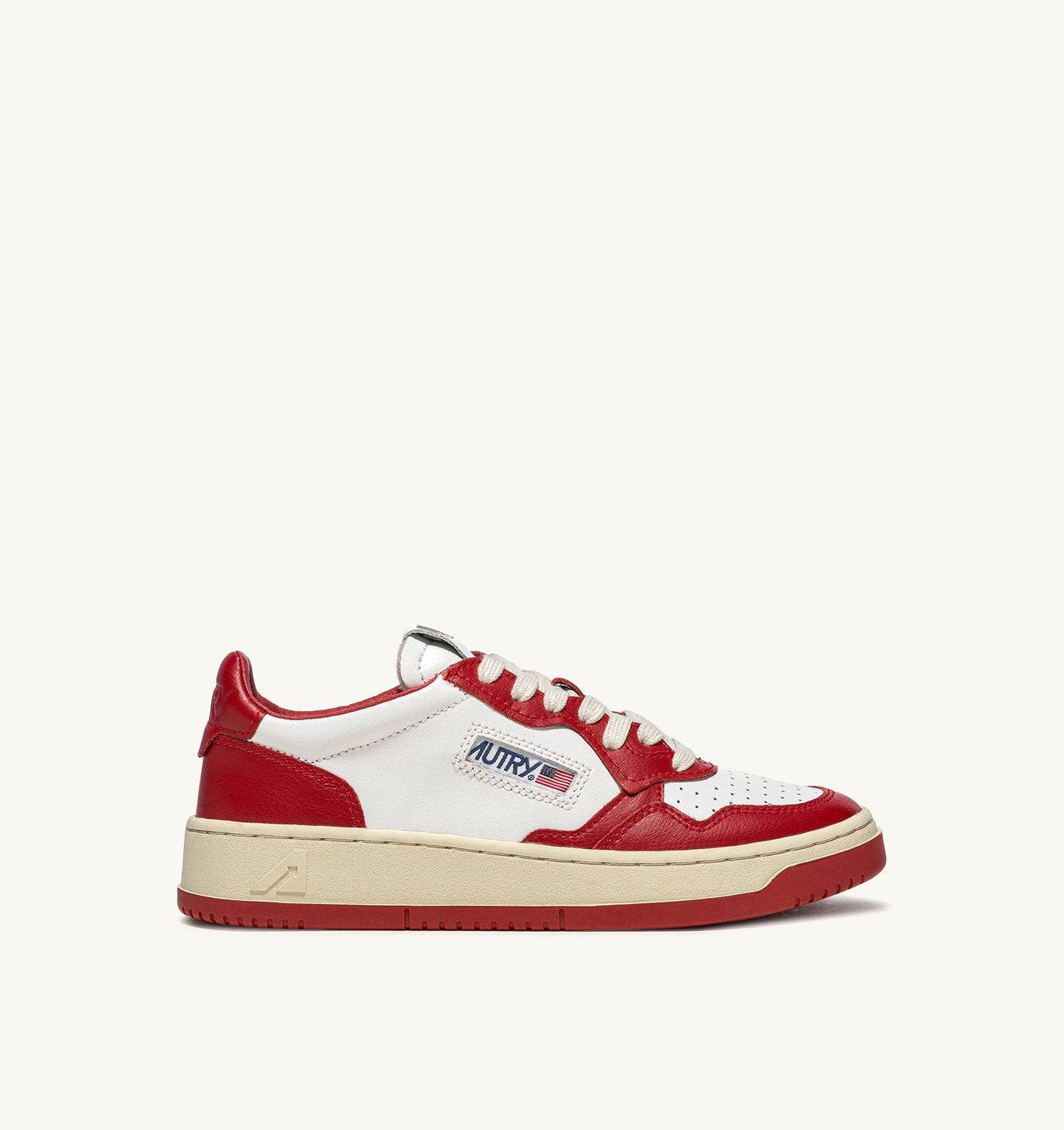 SNEAKERS MEDALIST LOW BICOLOR IN PELLE BIANCA E ROSSA