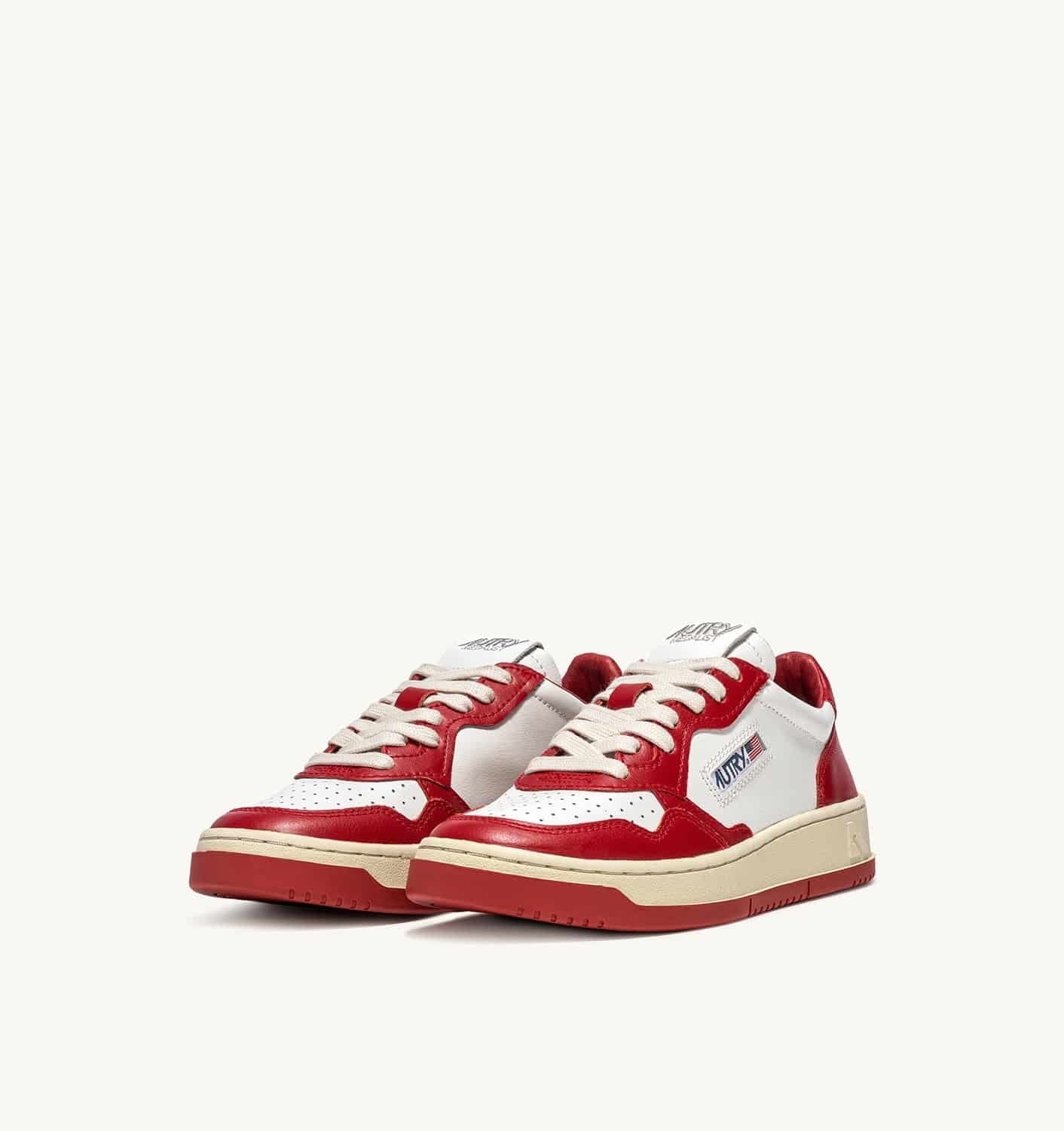 SNEAKERS MEDALIST LOW BICOLOR IN PELLE BIANCA E ROSSA