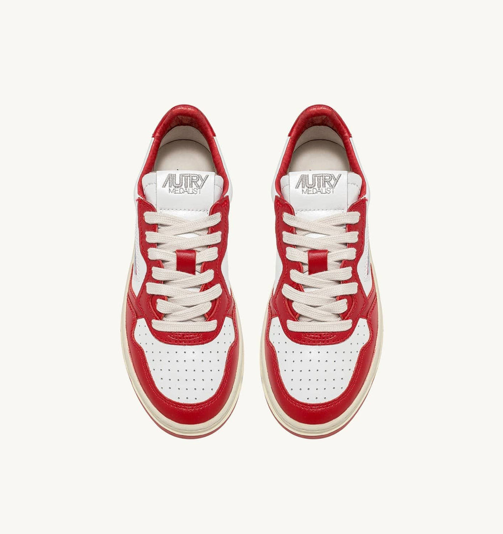 SNEAKERS MEDALIST LOW BICOLOR IN PELLE BIANCA E ROSSA