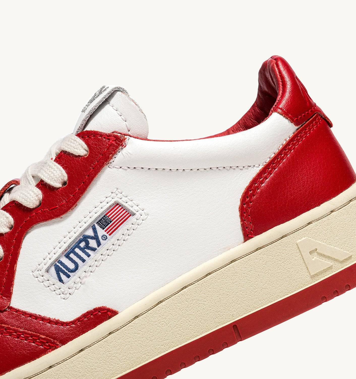 SNEAKERS MEDALIST LOW BICOLOR IN PELLE BIANCA E ROSSA