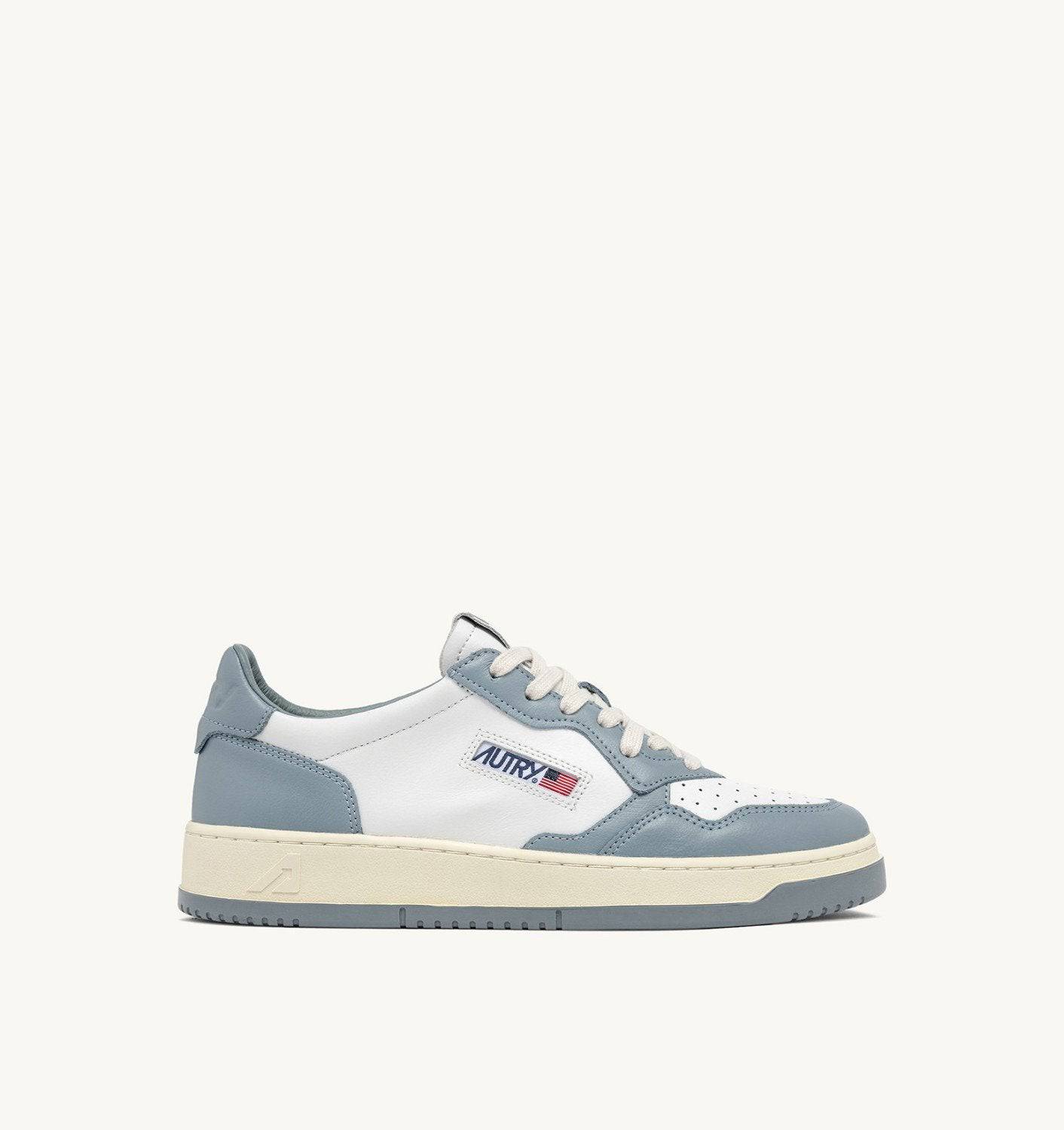 SNEAKERS MEDALIST LOW BICOLOR IN PELLE BIANCA E SILVER BLUE