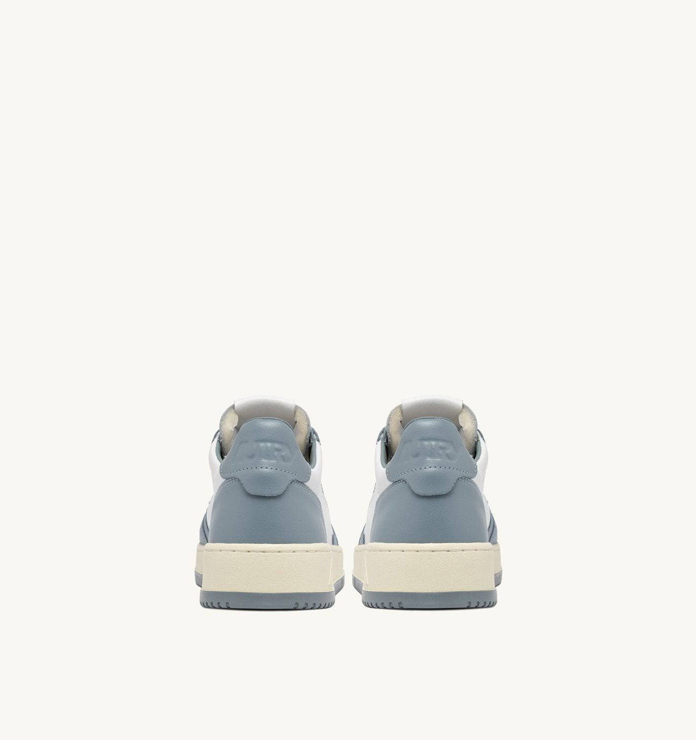 SNEAKERS MEDALIST LOW BICOLOR IN PELLE BIANCA E SILVER BLUE