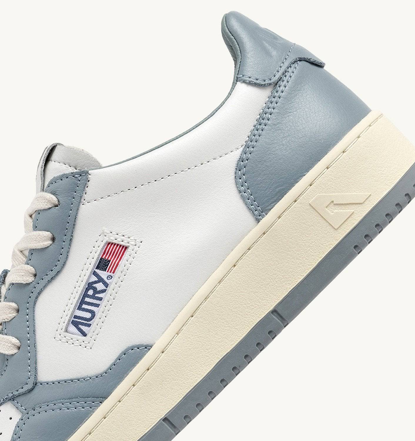 SNEAKERS MEDALIST LOW BICOLOR IN PELLE BIANCA E SILVER BLUE